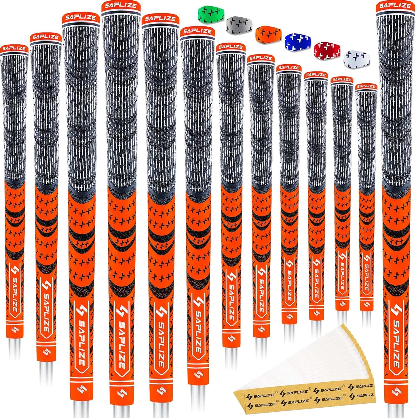 SAPLIZE Cross Cord Golf Grips Set of 13 Grips with Tape or Full Regripping Kit, Std/Mid/Jumbo, Low Taper Design, Multi-compound Hybrid, Anti-Slip Golf Club Grips, CL03 Series