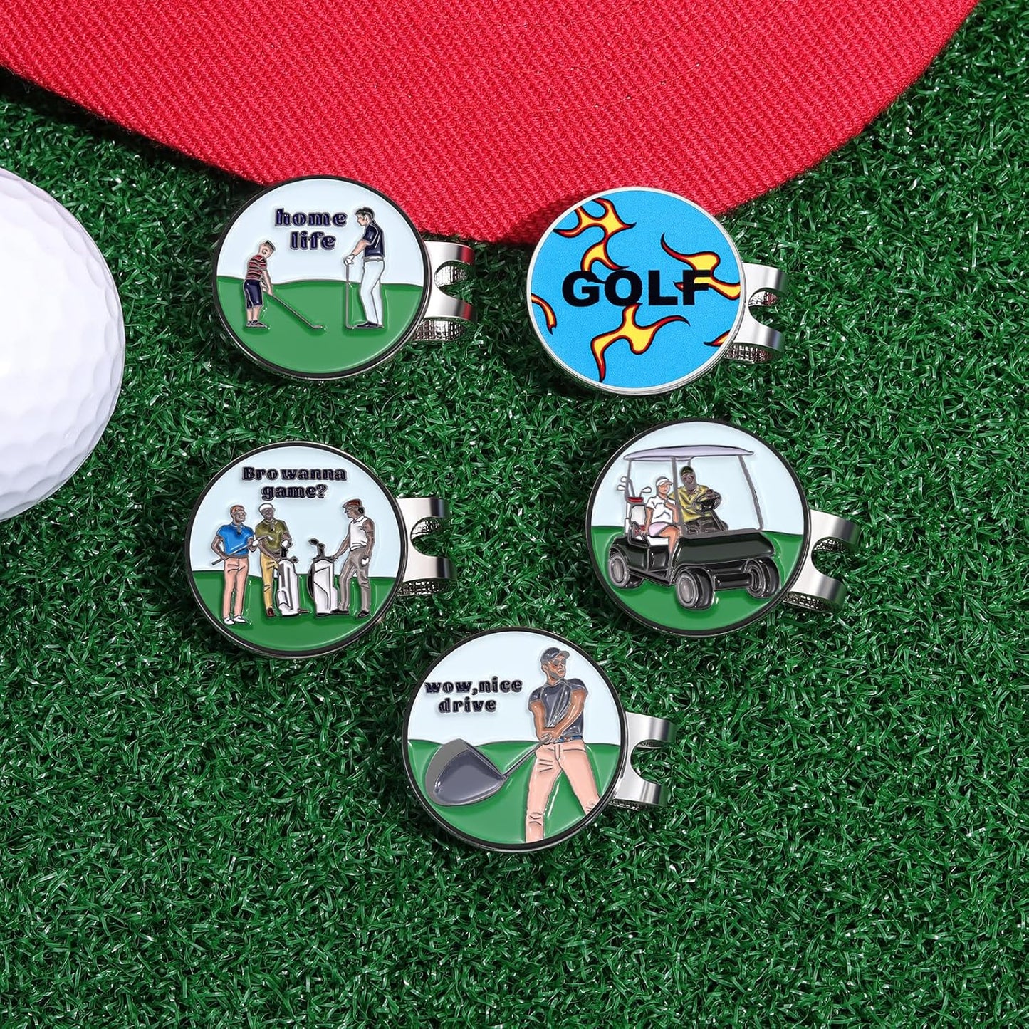 Magnetic Golf Ball Marker Clips, Funny Golf Ball Markers with Magnetic Clip, Enamel Golf Ball Markers Hat Clip Magnet for Men Women Golfer Gifts