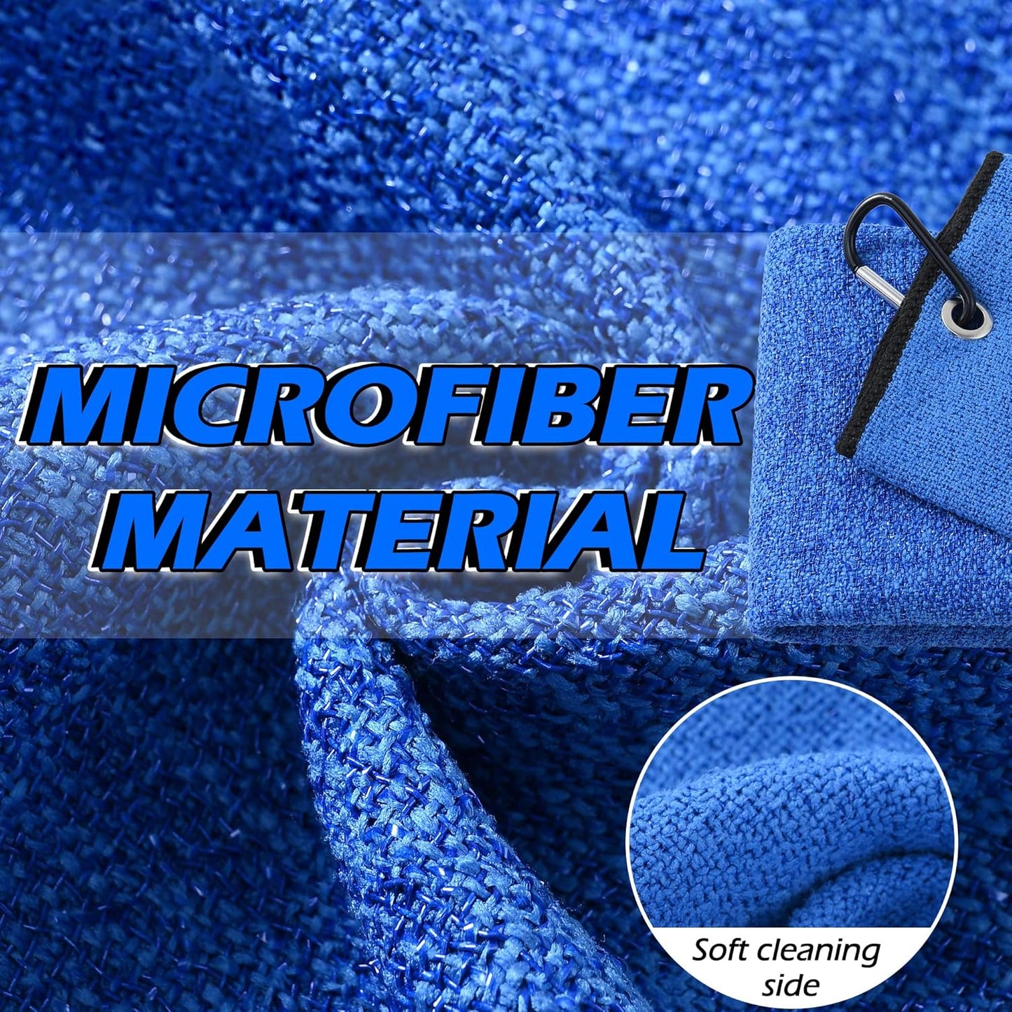 Mile High Life Tri-Fold Golf Towel, 2-in-1 Club & Ball Cleaner, Scratch-Free Scrubbing Side + Ultra-Soft Microfiber, Heavy-Duty Clip, Quick-Dry
