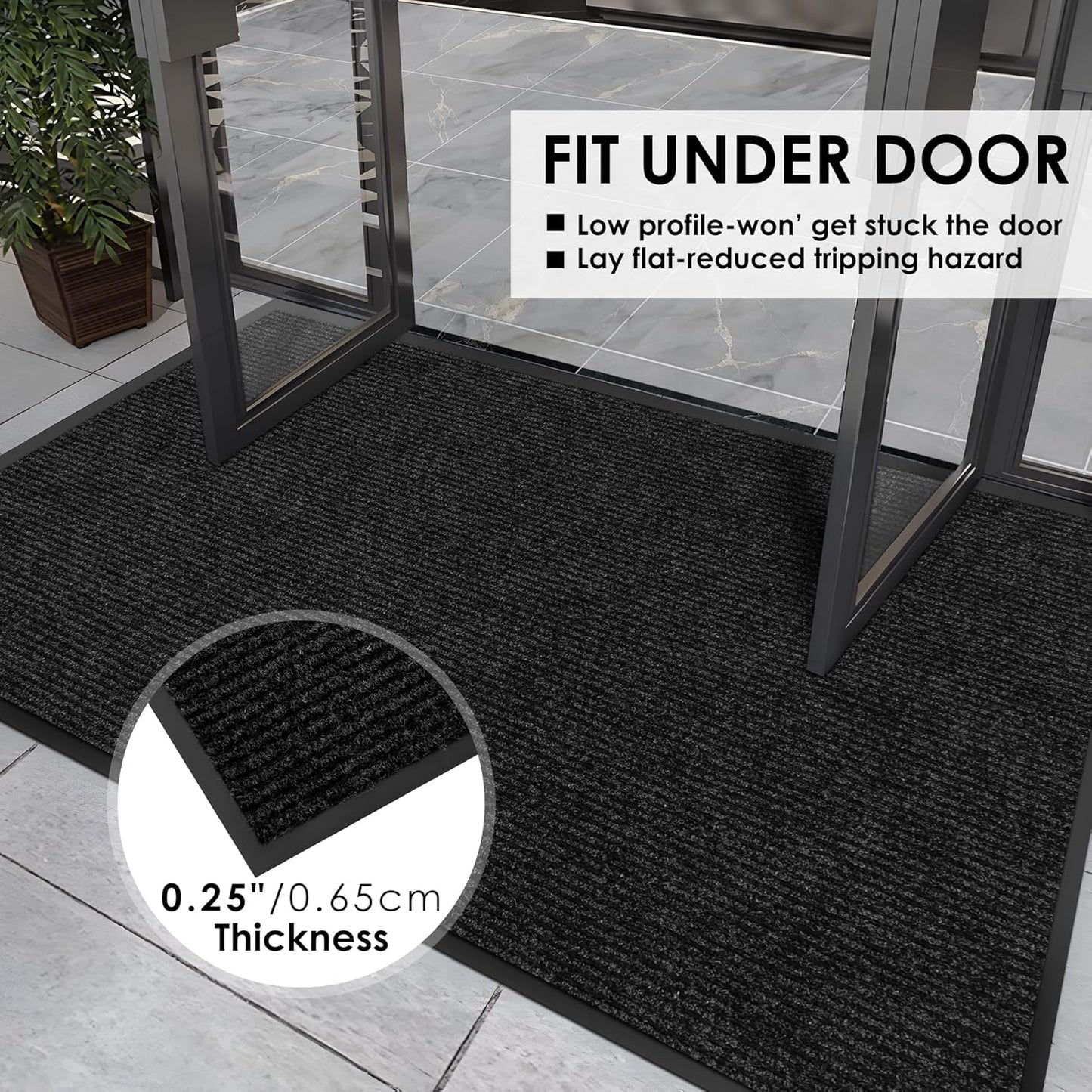 3′ x 24′ Front Door Mat Indoor Outdoor Entrance, Commercial Floor Mat Heavy Duty Dirt Trapper Entryway Doormat, Custom Size Non Slip Rubber Backing Welcome mat, Door Mat for High Traffic Area