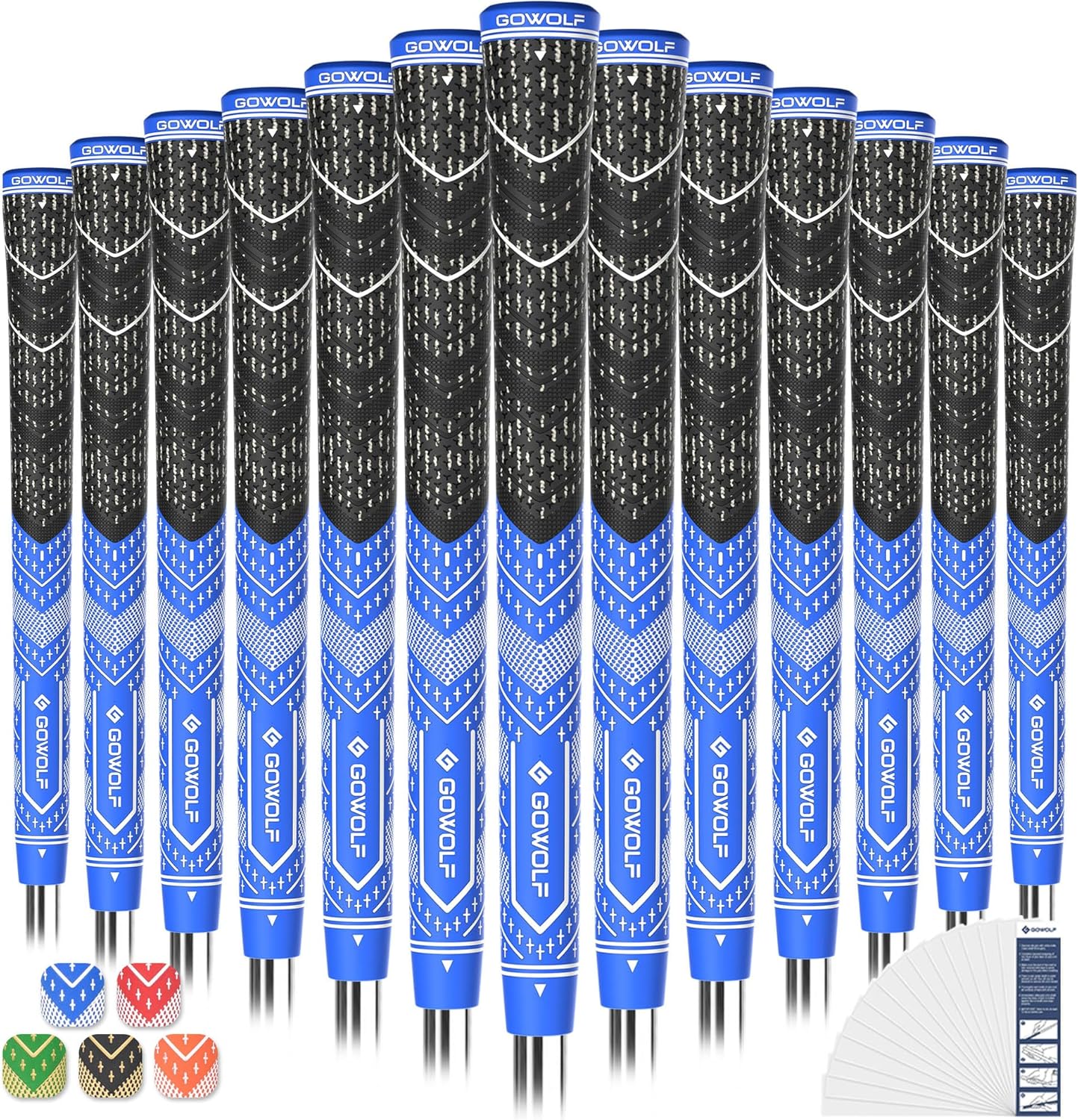 Gowolf Golf Grips Cord Rubber Multi-compound Golf Driver Irons Club 13pcs Golf Grips Colored Top Cover SL02 Pro with Free 15 Tapes