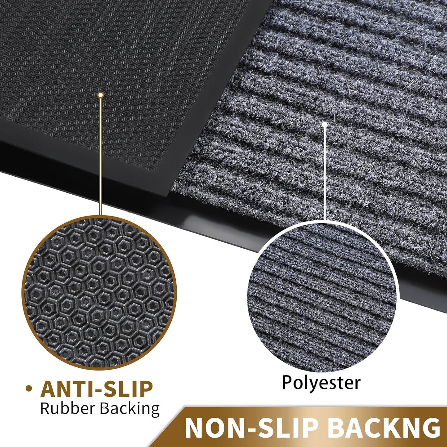 Yimobra Front Door Mat Outdoor Indoor Entrance, 100% Waterproof All-Season All Weather Doormat, Welcome Matt Outside Entry, Non Slip, Low Profile, Heavy Duty Patio Porch Floor Mats,47 x 24,Gray White