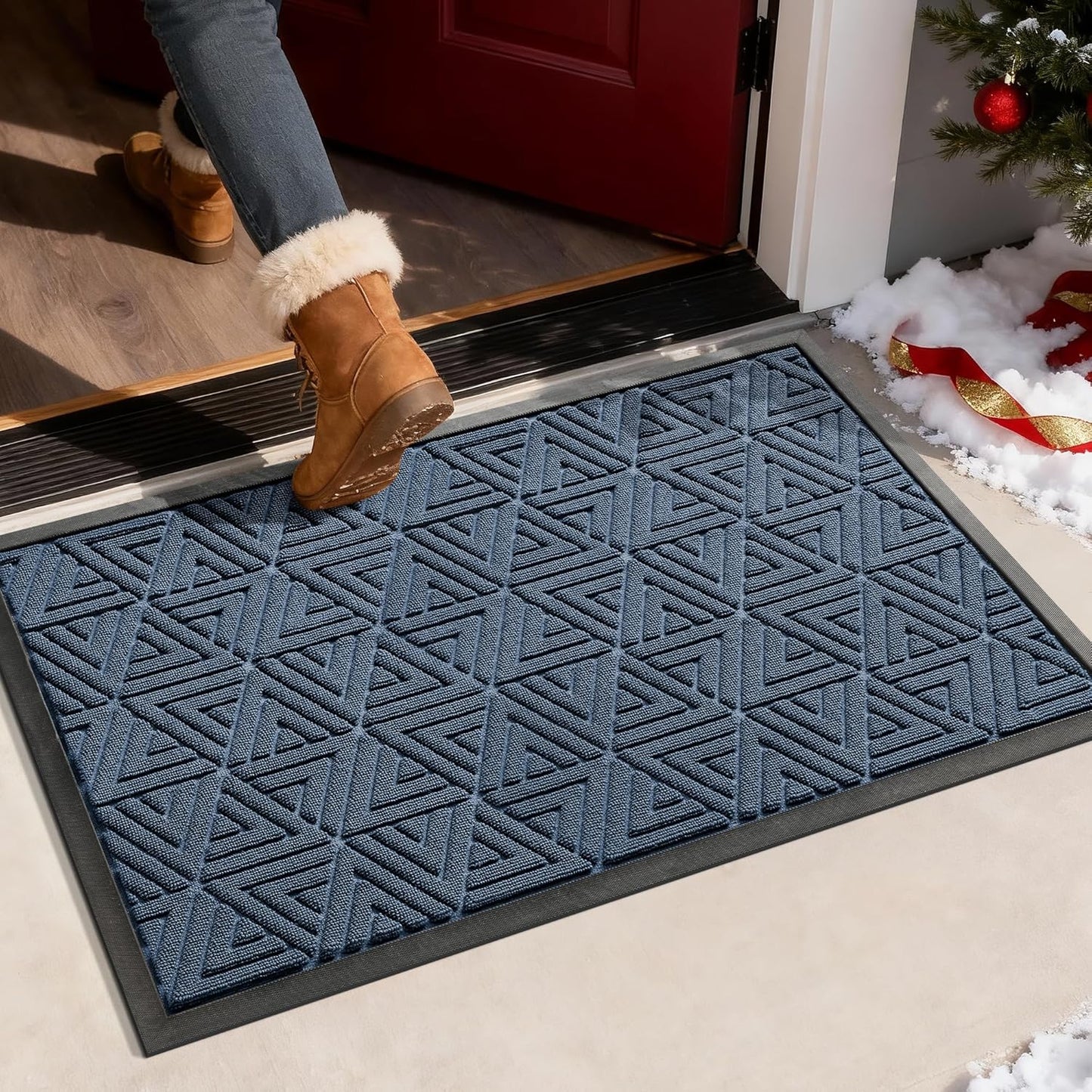 Yimobra Large Door Mat 36x24, All-Weather Waterproof Non-Slip Welcome Matt Outdoor, Heavy Duty Non Slip Doormat for Entryway for Patio and Garage Indoor, Easy Clean, Blue