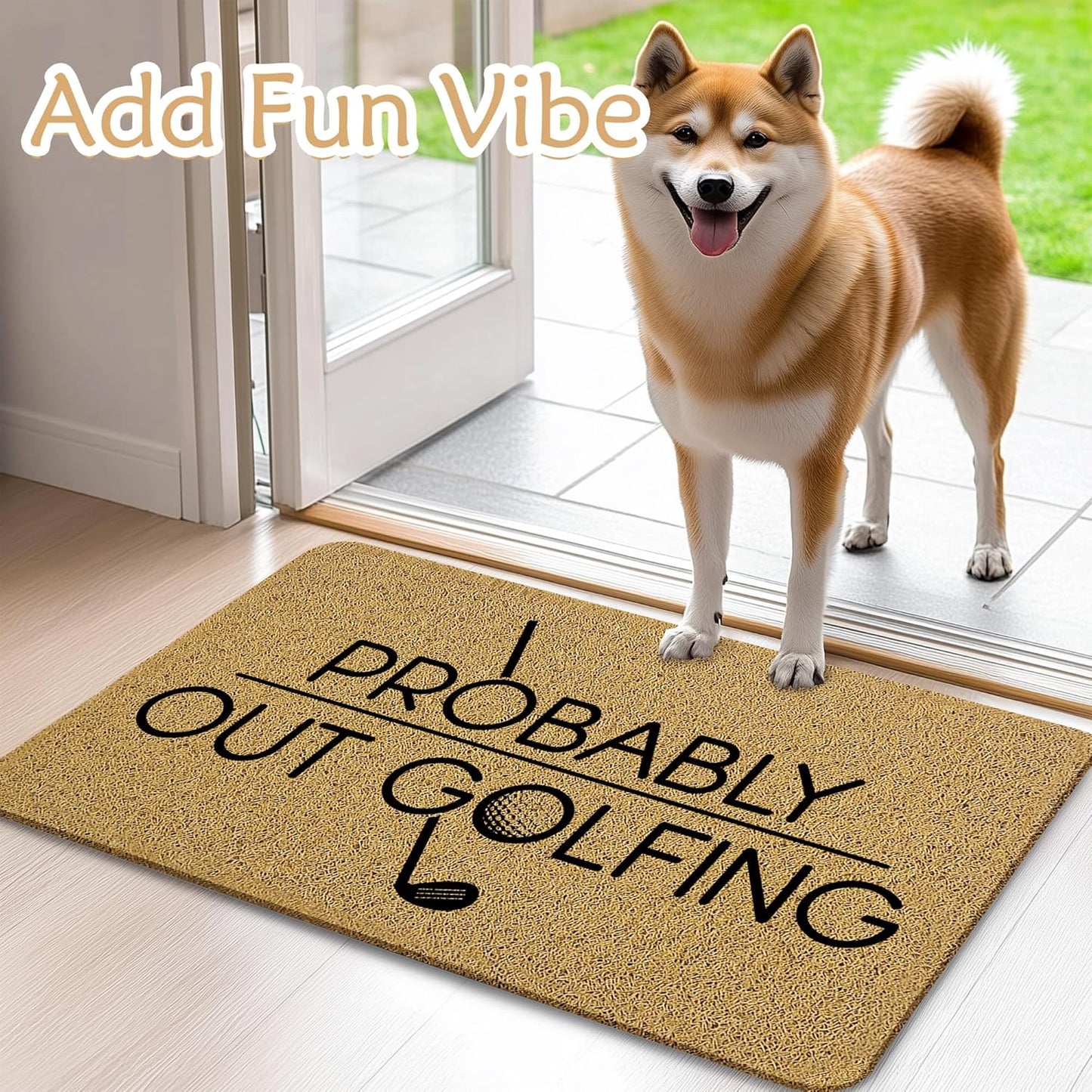 Funny Golf Welcome Mats for Front Door, Golf Sports Door Mat, Probably Out Golfing Humorous Doormat for Porch Outside Inside Outdoor Indoor Entrance, Funny Bath Rug, 17x30 Inches