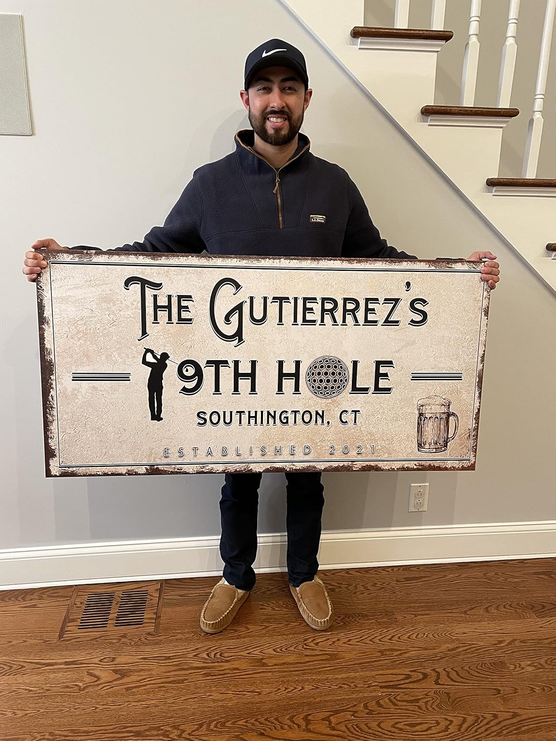 TAILORED CANVASES Golf Art Decor - Personalized Vintage Golf Wall Art Sign for Man Cave, Bedroom, Basement, Home Bar and Custom Gift for Husband, Dad, Wedding & Anniversary - 19th Hole Sign, 48"x16"