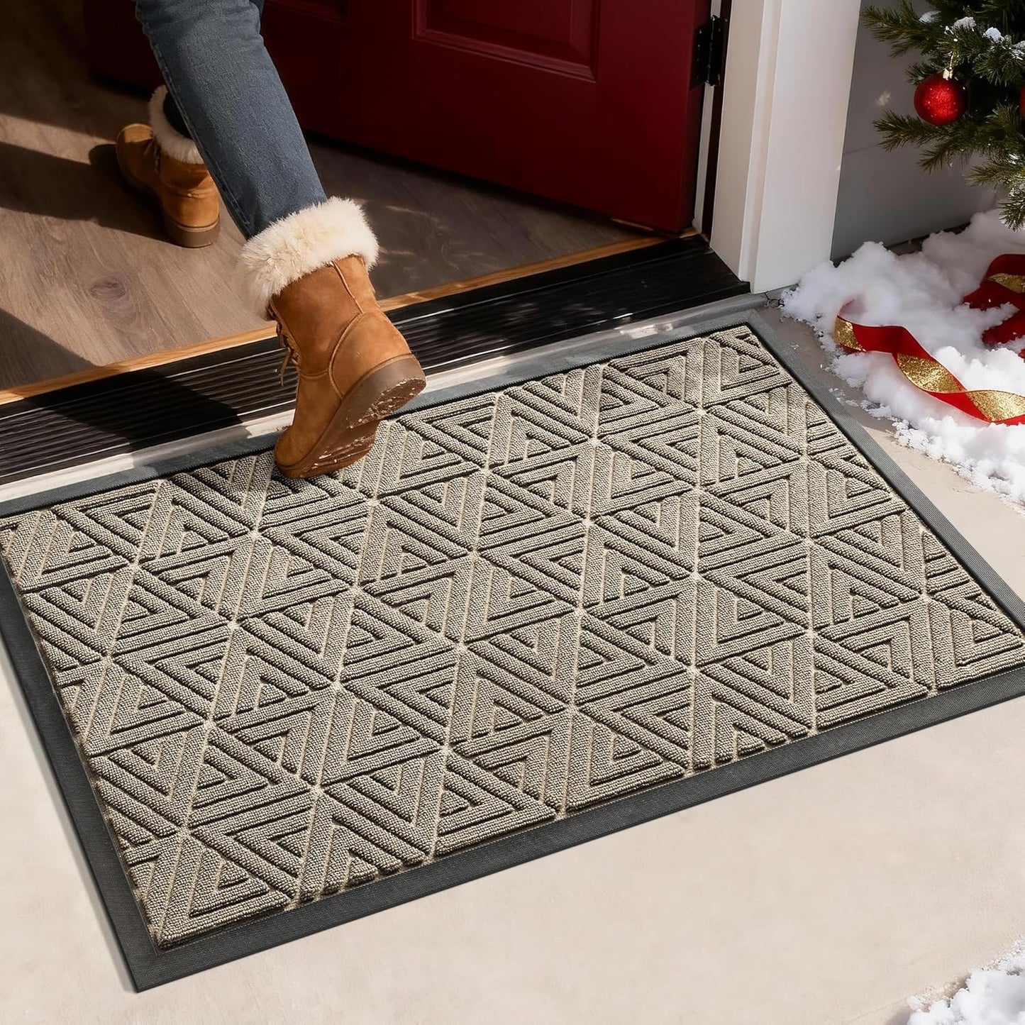 Yimobra Large Door Mat 36x24, All-Weather Waterproof Non-Slip Welcome Matt Outdoor, Heavy Duty Non Slip Doormat for Entryway for Patio and Garage Indoor, Easy Clean, Beige