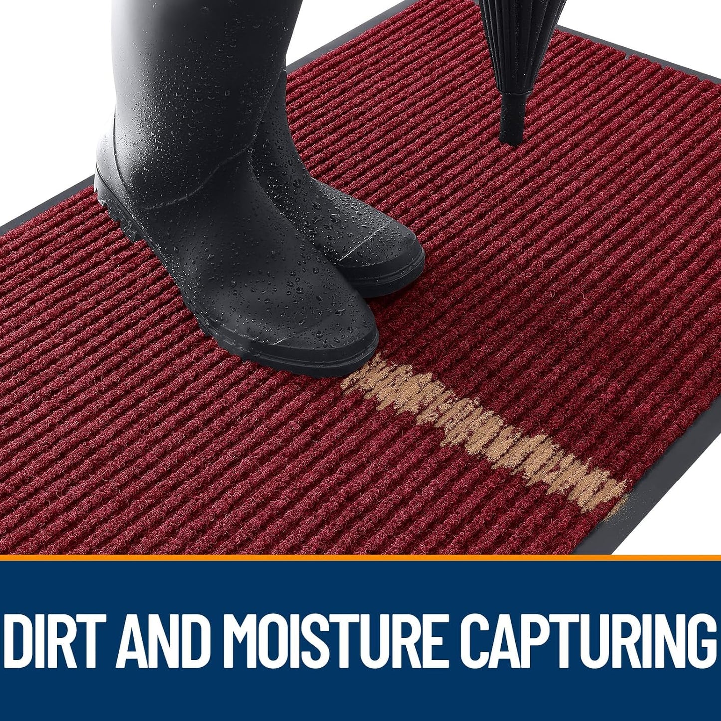 OLANLY Front Door Mat Indoor Outdoor Entrance, Waterproof Heavy Duty Doormat, Fade Resistant, Low Profile, Easy Clean Patio Porch Welcome Floor Mats for Entry, 59x35, Wine Red