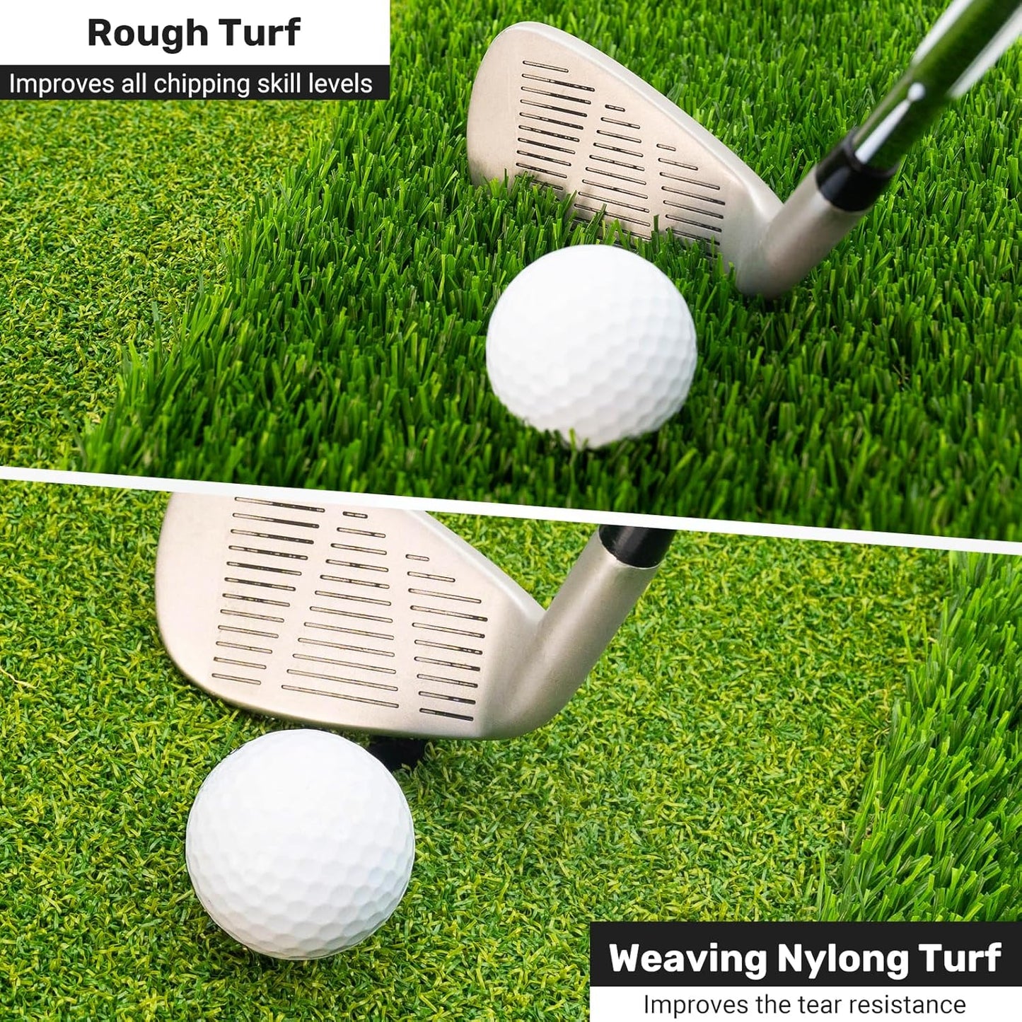 Portable & Foldable Golf Practice Mat – Dual-Turf Golf Hitting Mat for Indoor & Outdoor Swing and Chipping – Fairway & Rough Turf Golf Training Mat for Backyard and Home