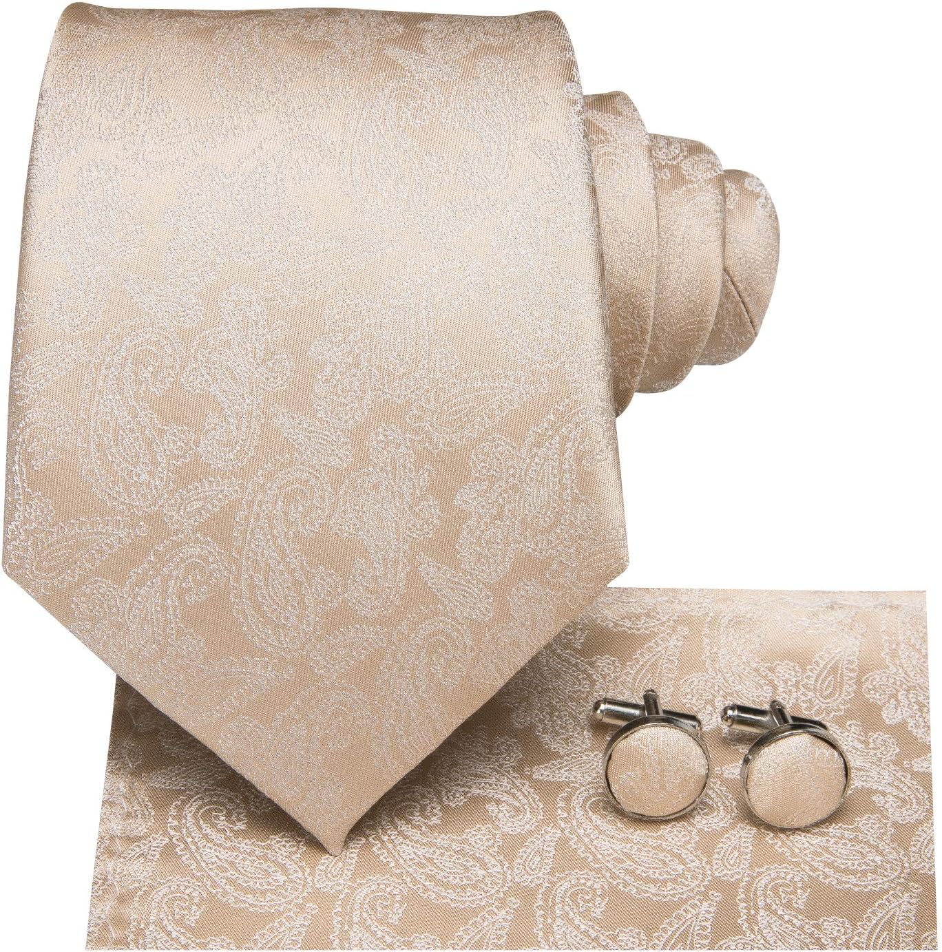 Hi-Tie Men 63inches Tie Set Extra Long Necktie Paisley Tie Pocket Suqare Cufflinks Big and Tall Men Tie