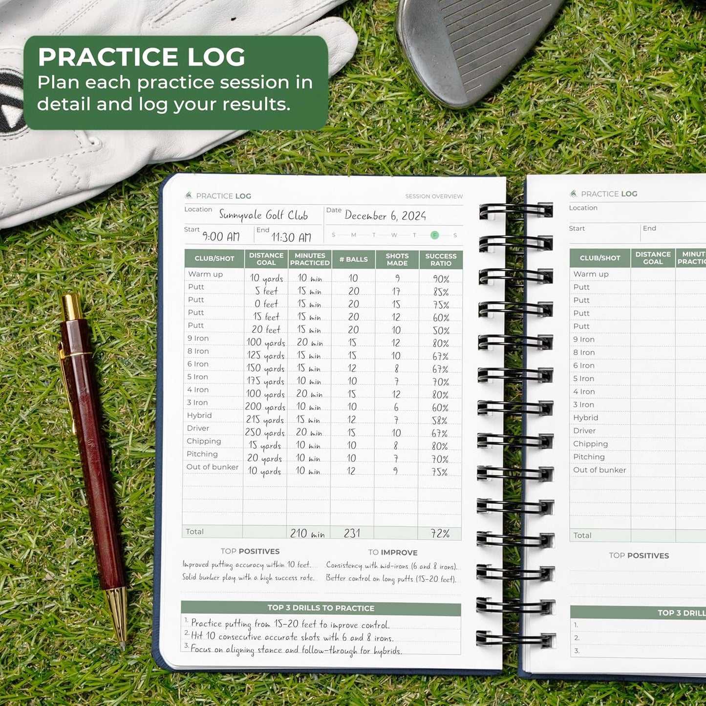 Clever Fox Golf Log Book – Small Training & Scorecard Journal – Pocket Notebook – Golf Practice Accessories & Gifts Ideas for Men (Dark Blue)
