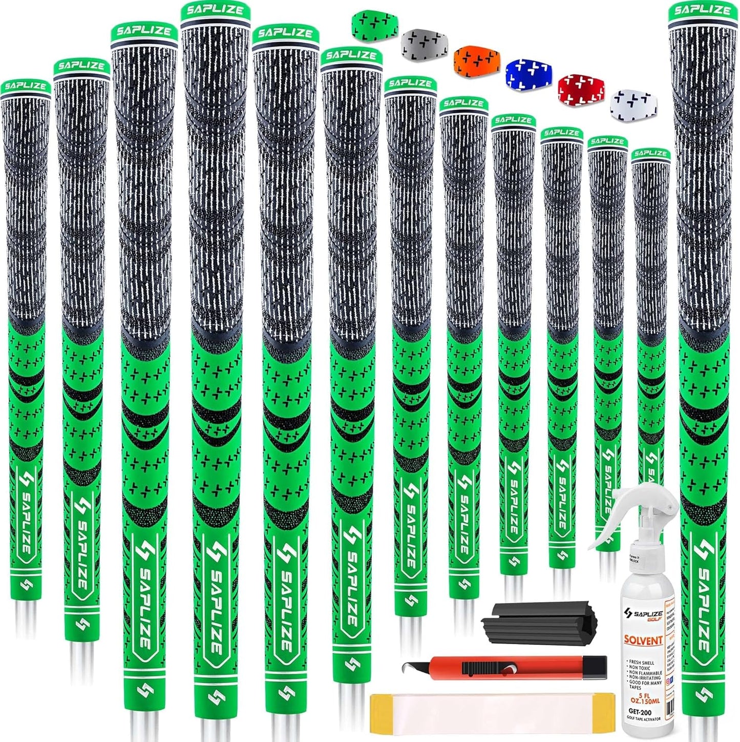 SAPLIZE Cross Cord Golf Grips Set of 13 Grips with Tape or Full Regripping Kit, Std/Mid/Jumbo, Low Taper Design, Multi-compound Hybrid, Anti-Slip Golf Club Grips, CL03 Series