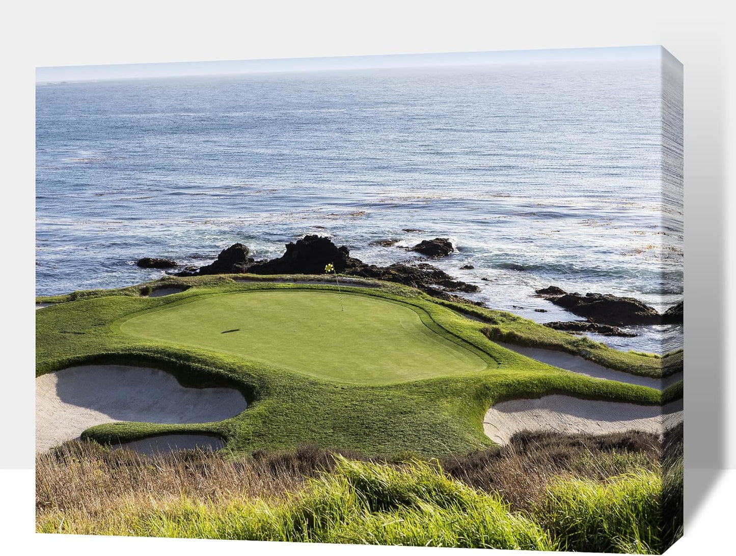 Pebble Beach Golf Course Canvas Wall Art, Modern Pebble Golf Links Picture for Living Room Wall Decor, Golf Poster Prints for Gym Home Decor, Framed Artwork for Office Bathroom Decor 32x48 Inches
