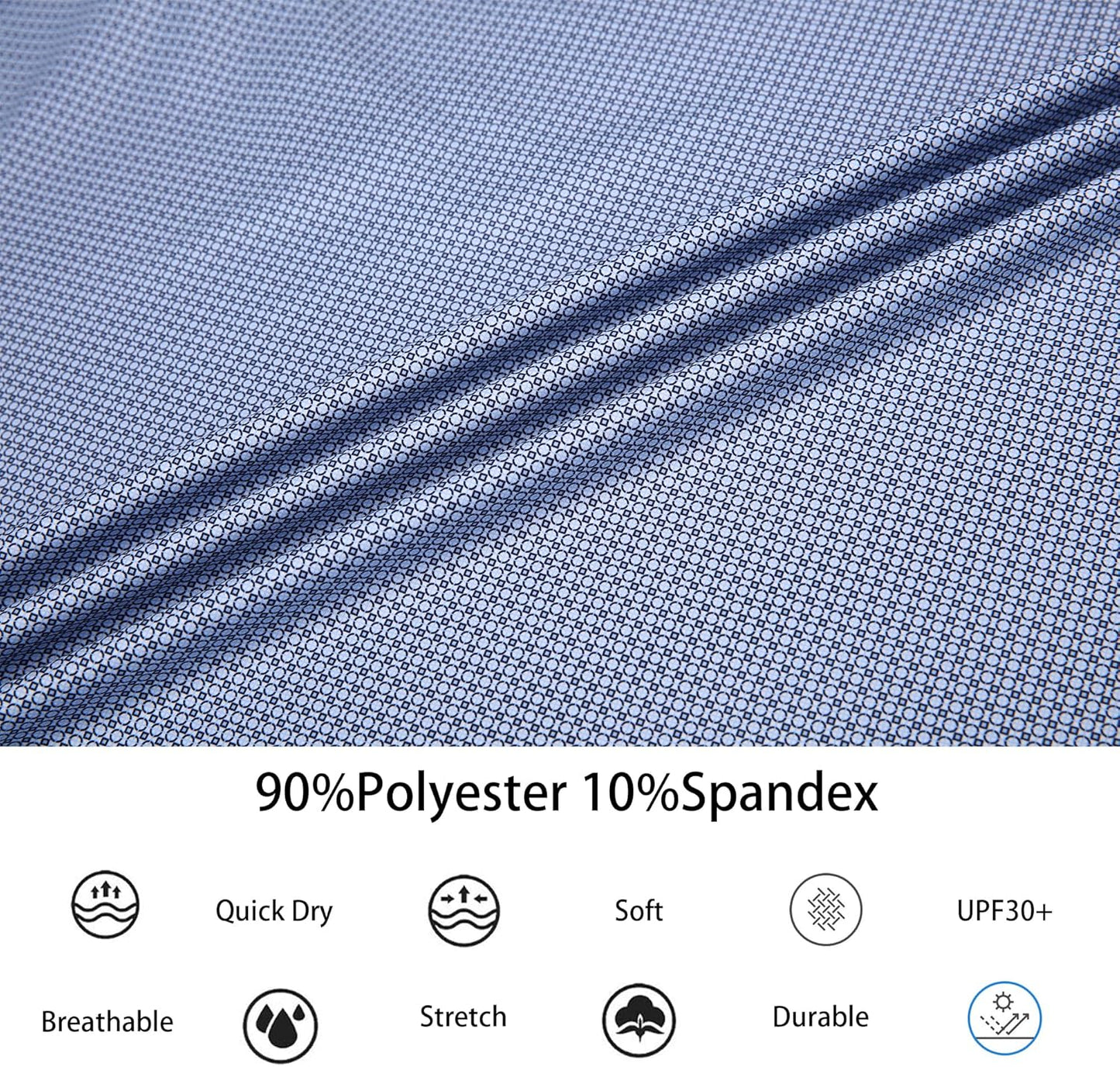 Alex Vando Mens Golf Shirt Moisture Wicking Classic Print Golf Shirts for Men