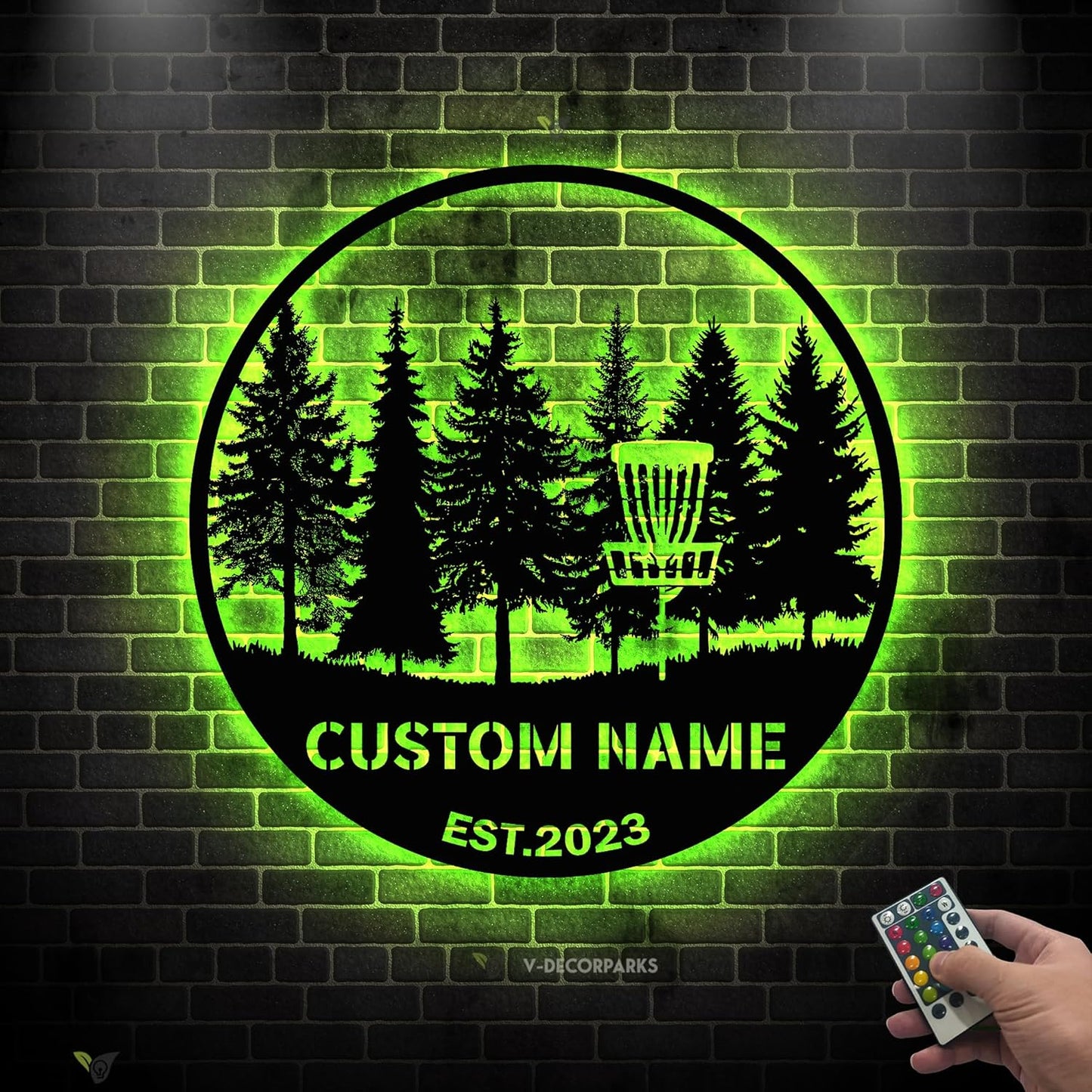 Custom LED Golf Bag Metal Sign – Personalized Golf Wall Light for Dad, 19th Hole Sign, Game Room Sports Decor, Sports Wall Light, Gift for Him, Remote Control Included Model-Disc05