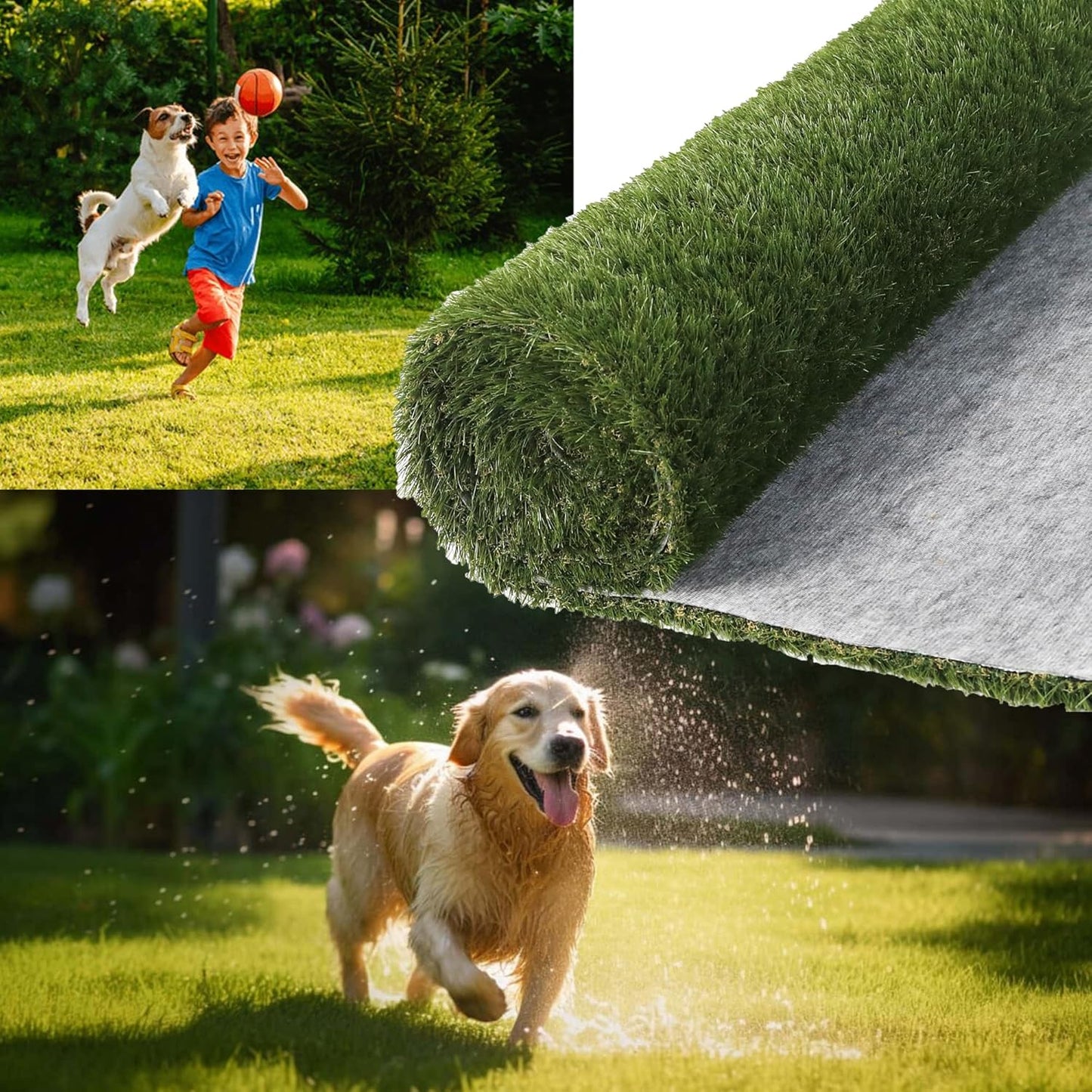 Artificial Grass Turf Rug 3.3 x 10 FT - Realistic Fake Grass Outdoor Carpet with Drainage, 1.2” High Synthetic Lawn Mat for Patio, Balcony, Garden, Pet-Friendly Indoor/Outdoor Use