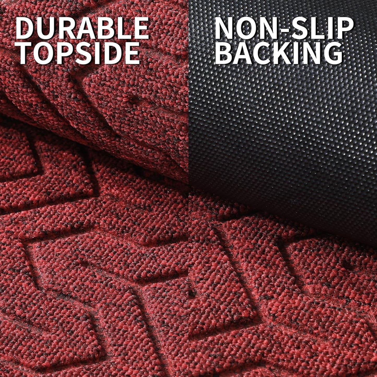 Yimobra Large Door Mat Outside Entrance 47x32, Waterproof Heavy Duty Outdoor Mats for Front Door, Non Slip Rubber Entry Mat for Garage Patio Indoor, Easy Clean, Black Red