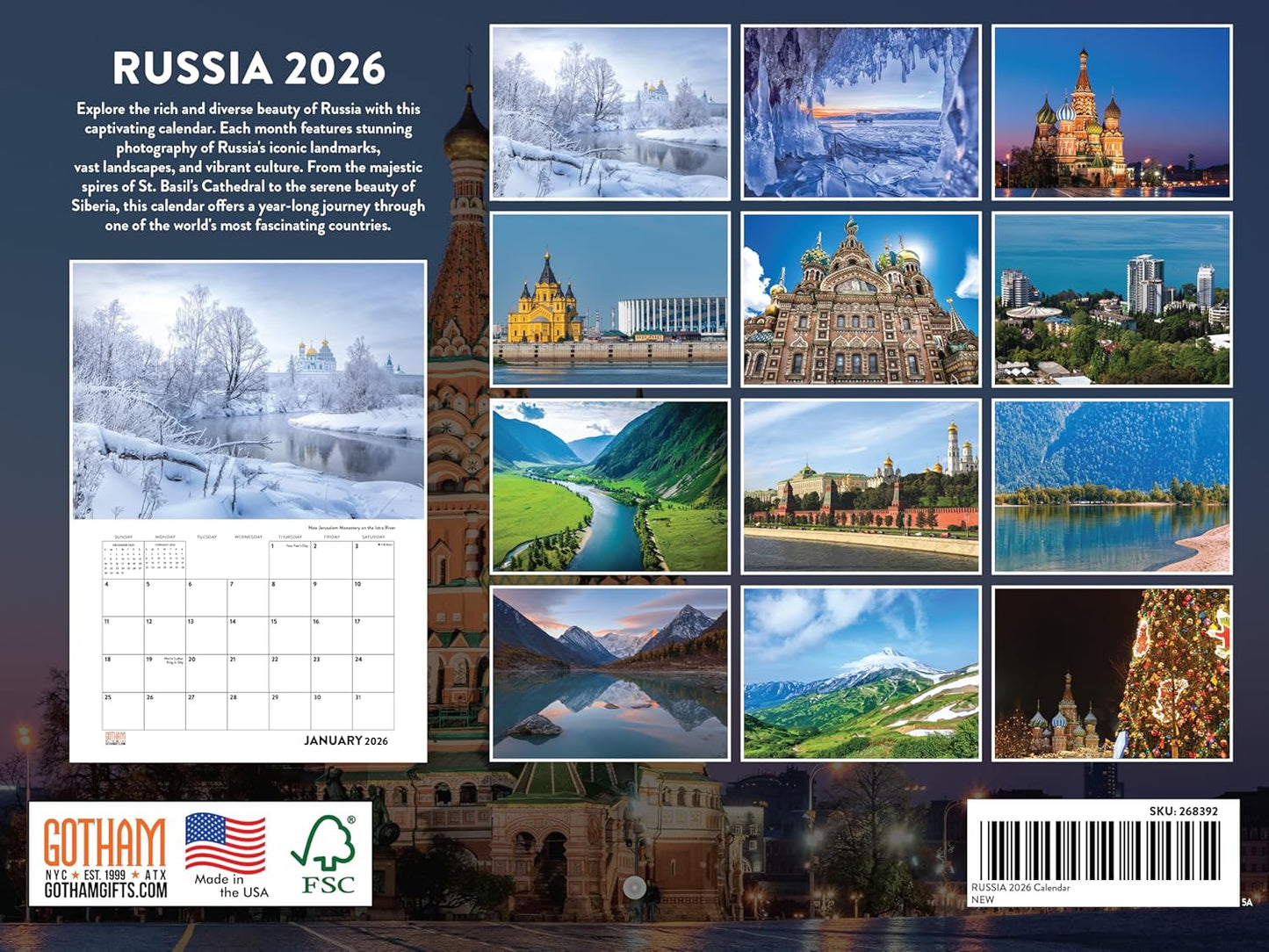 Russia Calendar 2026 Monthly Wall Calender 12 Month | American Made In The USA