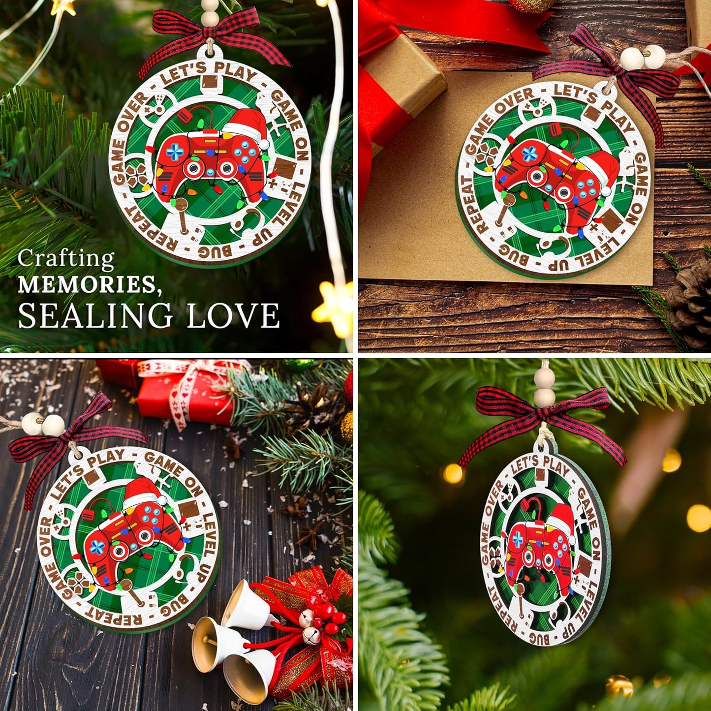 HEXMOZ Gaming Christmas Ornaments - Gamer Ornaments for Christmas Tree - Video Gamer Gifts for Teen Boys, Gamers, Sons, Brothers - Holiday Present Ideas - Xmas Ornament Decorations 2025