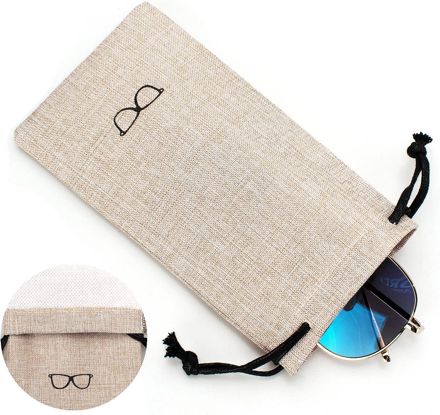 Vemiss Hard Shell Eyeglasses Cases, Linen Fabrics Protector Sunglasses Case, Large Glasses Case