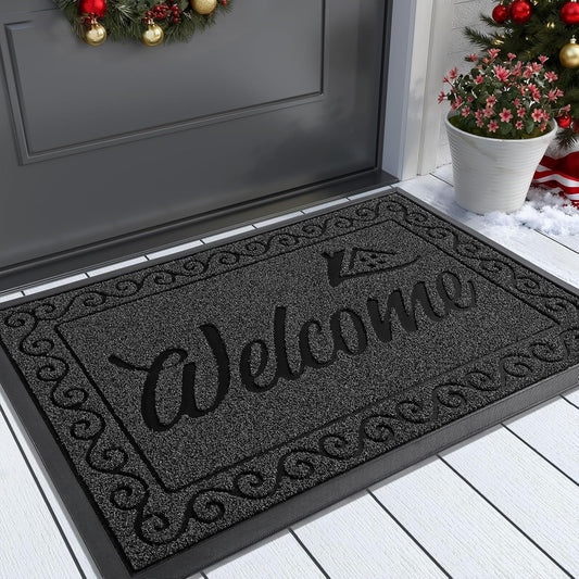 Yimobra Welcome Mat Outdoor Indoor, Waterproof Heavy Duty Front Door Mat Outside Entrance, Extra Sturdy Non-Slip Doormat, Low Profile, Dirt Trapping, 36x24 Inches, Black