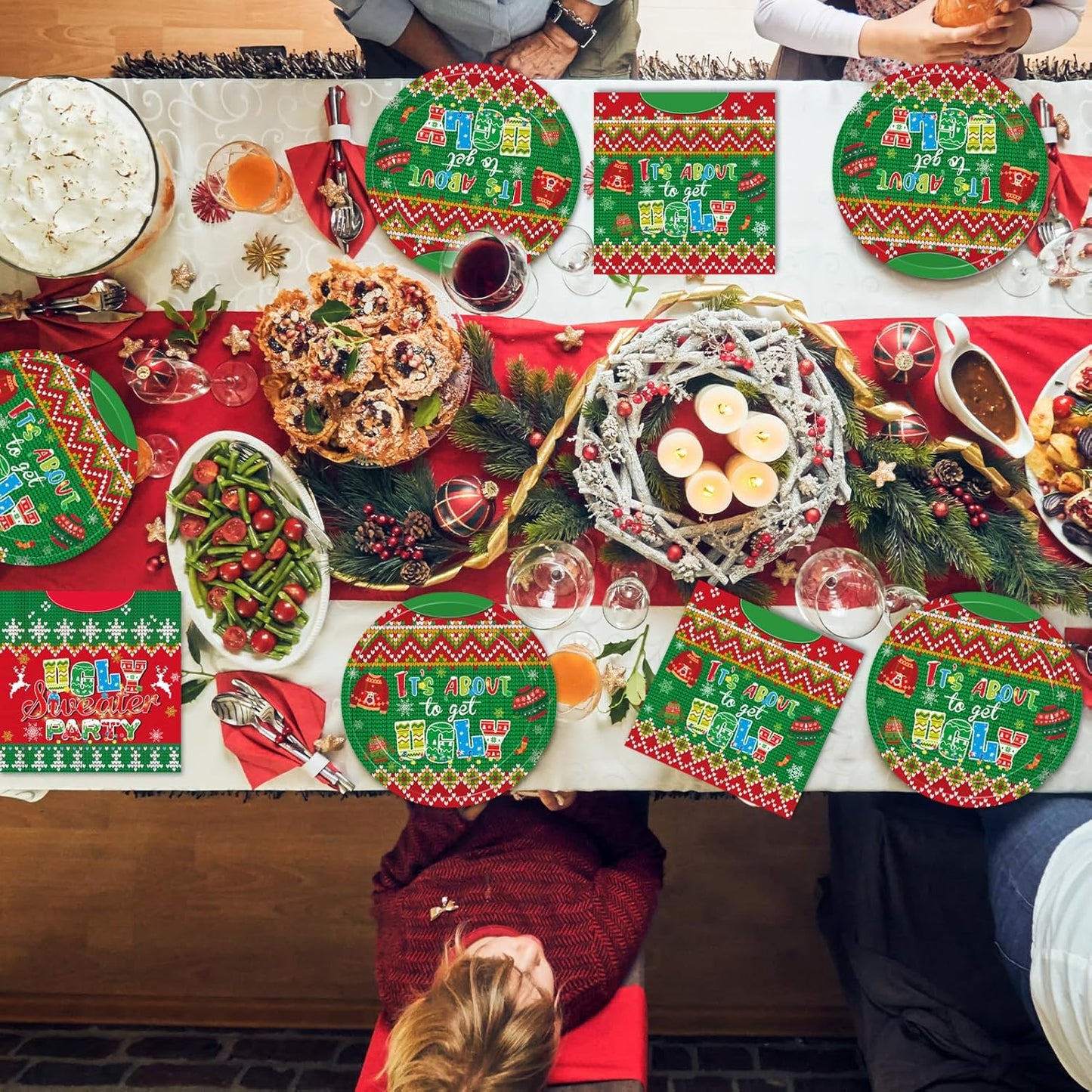Ugly Sweater Party Decorations- 40 PCS Christmas Party Supplies Disposable Tableware Set Include Ugly Sweater Party Plates and Napkins,Xmas Tacky Sweater Decor Holiday Party Serves 20 Guests
