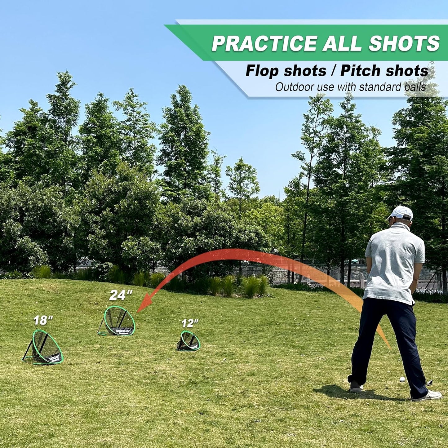 Foldable Chipping Net & Floating Green, Indoor Golf Practice Chipping Target, Backyard Golf Game & Gifts