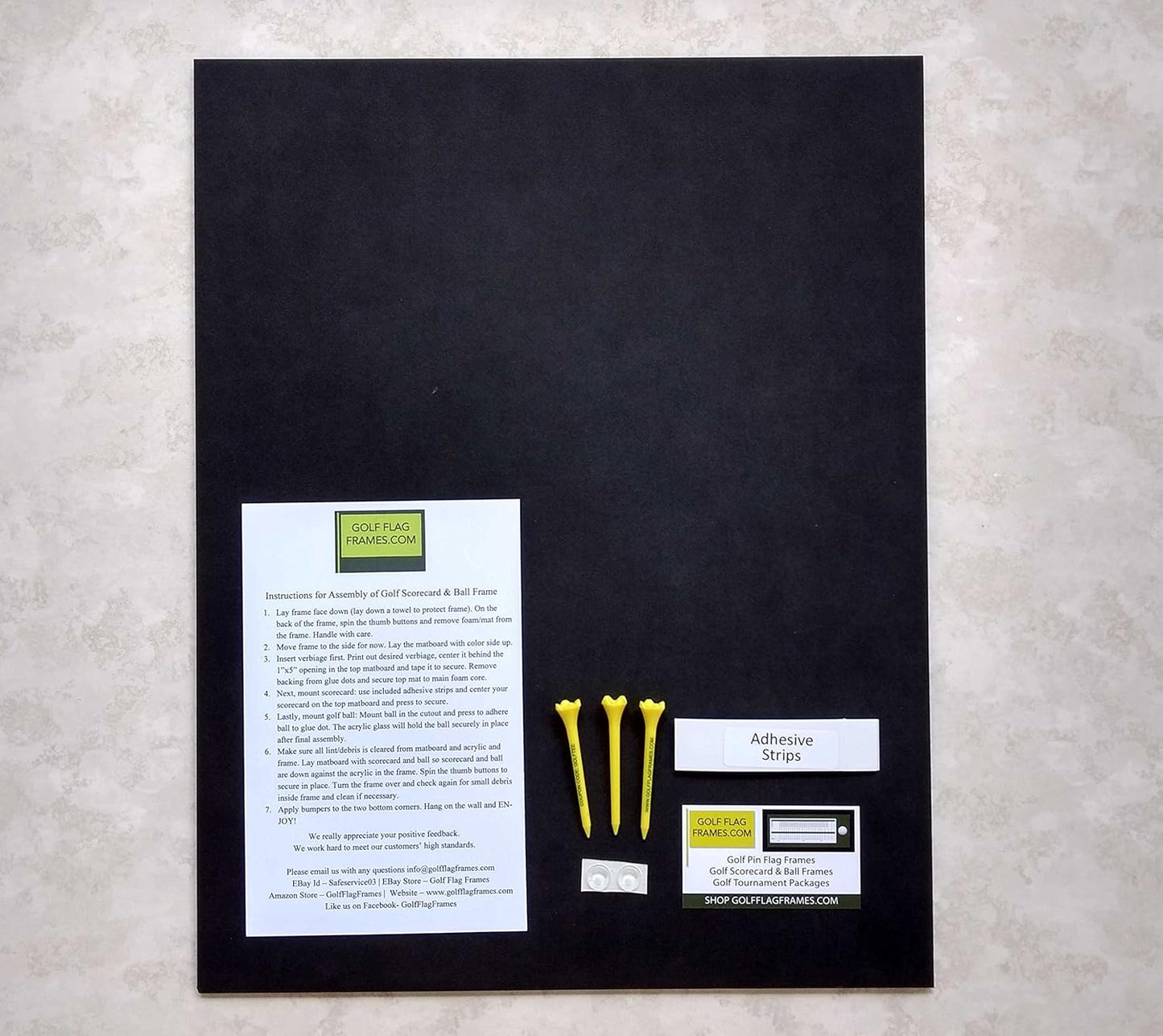 8x15 Mahogany Color Golf Scorecard Frame, Moulding brn-002, NEW Fairway Green Mat (holds up to approx. 5x12 card); card not included