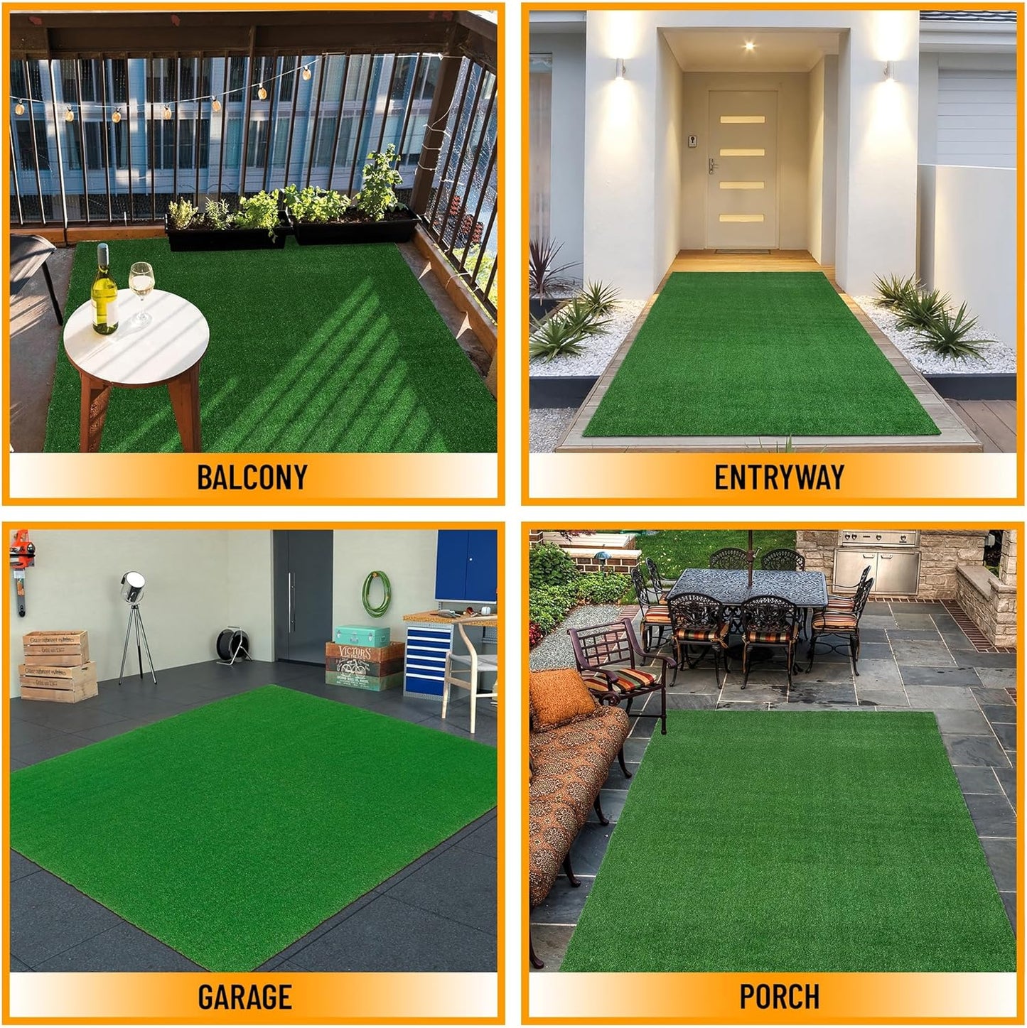 Ottomanson Artificial Grass Turf 6'6" x 40' Indoor Outdoor Faux Grass Rug with Drainage Holes, Customizable with Extra Long Size Options, Perfect for Patio Lawn Balcony Weddings Photoshoot Backdrop