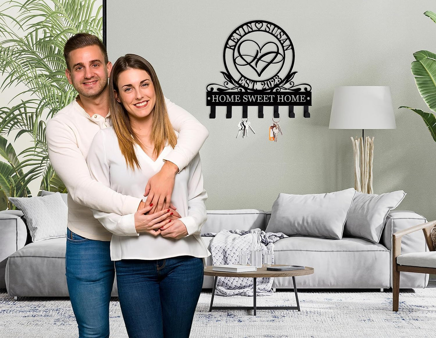 Custom Infinity Key Holder - Personalized Metal Name Signs for Wall, Wedding Gift