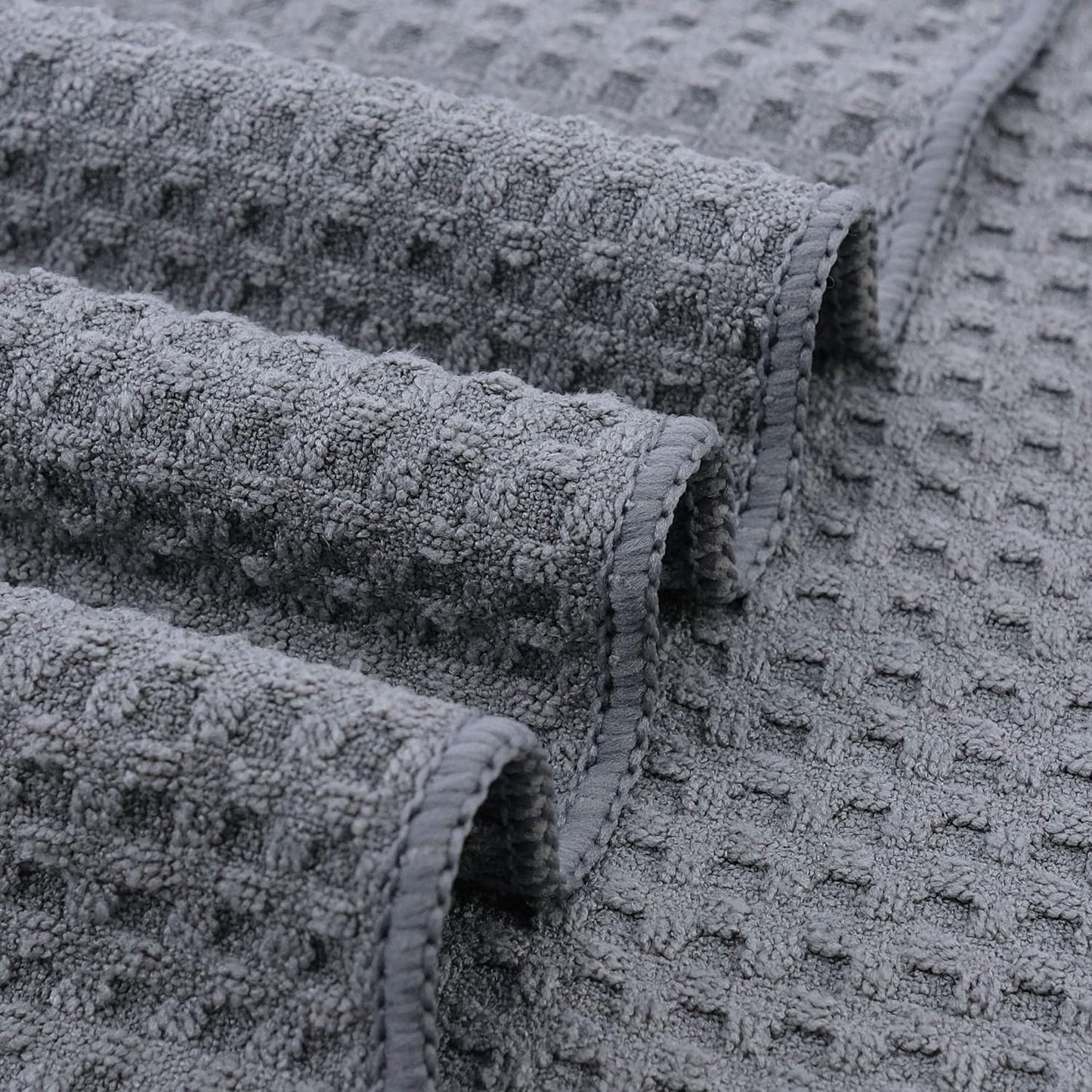 POLYTE Ultra Premium Microfiber Kitchen Dish Cloth Waffle Weave, 8 Pack (12x12 in, Gray)