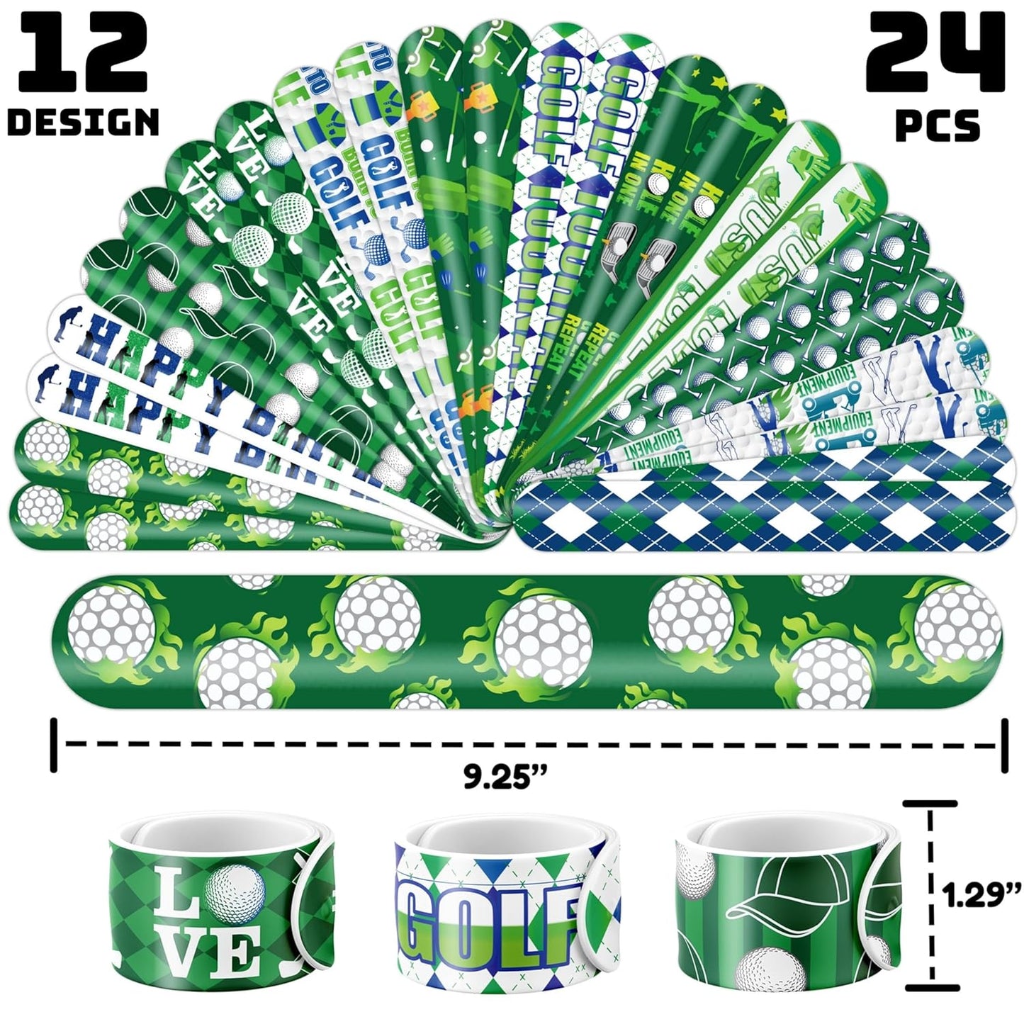 48PCS Golf Party Set 24PCS Temporary Tattoos & 24PCS Slap Bracelets Fun Golf-Themed Birthday Supplies, Baby Shower Gifts, Classroom Rewards & Party Decorations for Kids (Boys & Girls)