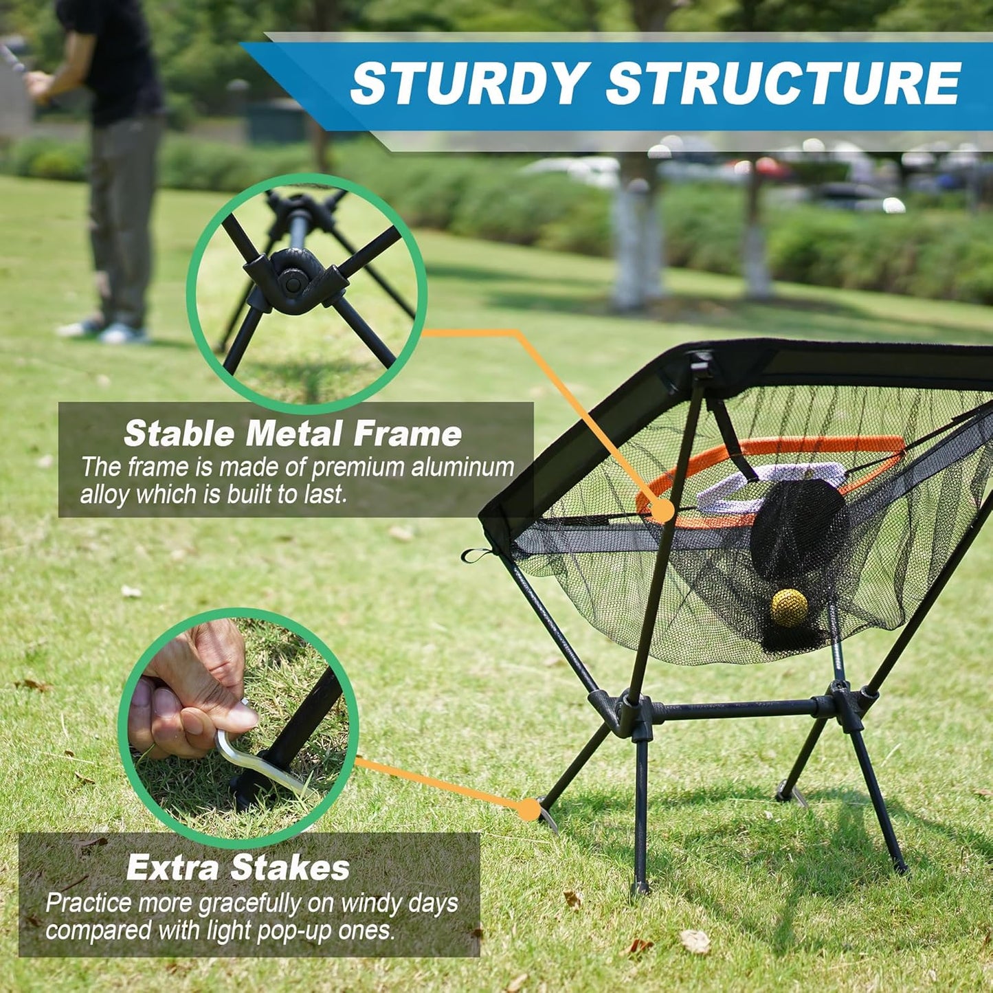 Foldable Chipping Net with Mat & Balls, Heavy-Duty Practice Golf Net Chipping Target, Backyard Golf Game & Gifts