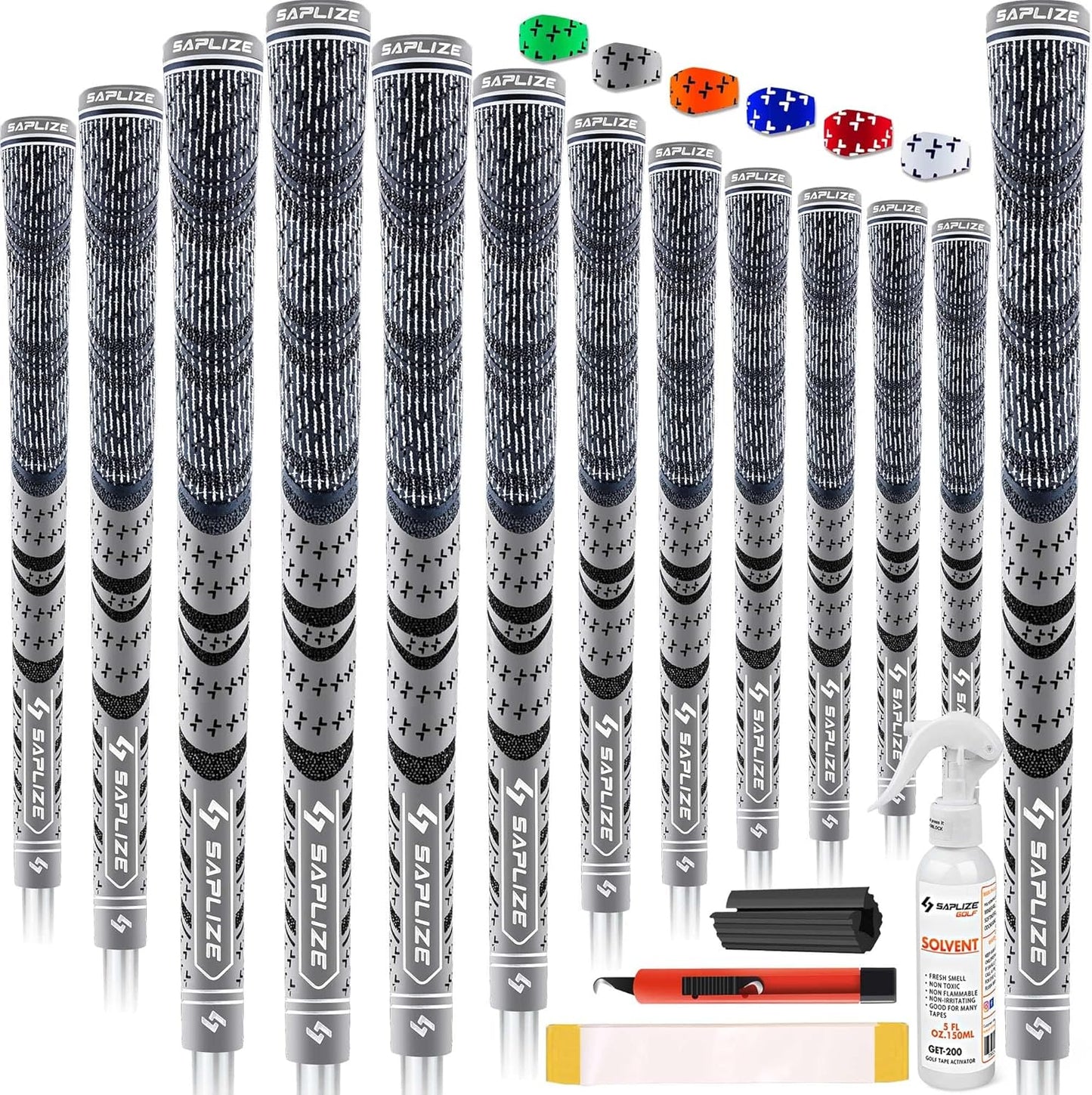 SAPLIZE Cross Cord Golf Grips Set of 13 Grips with Tape or Full Regripping Kit, Std/Mid/Jumbo, Low Taper Design, Multi-compound Hybrid, Anti-Slip Golf Club Grips, CL03 Series