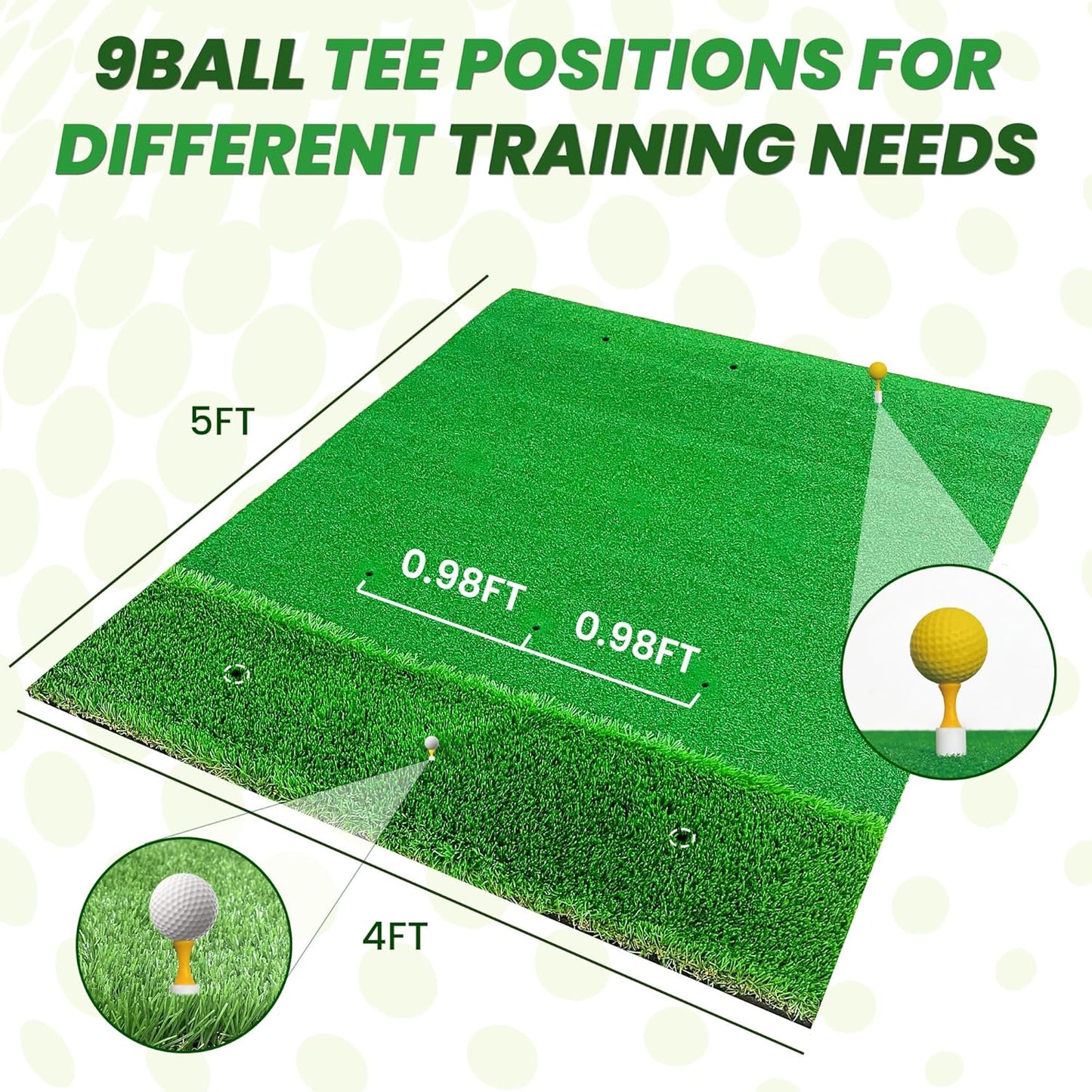 Premium Dual-Turf Golf Mats Practice Outdoor Indoor, 5x4 ft Golf Hitting Mat, Golf Training Swing Chipping Mat, Golf Practice Mat Gifts for Men Boy