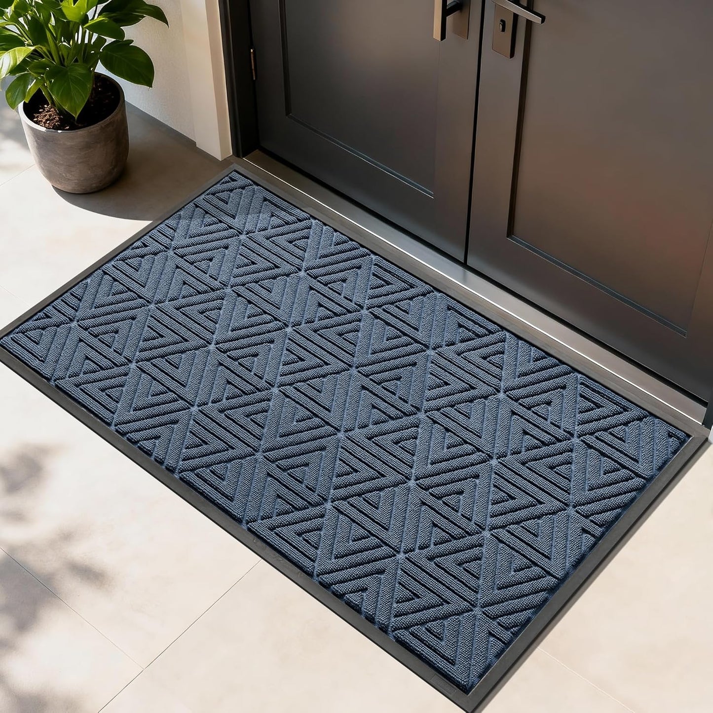 Yimobra Extra Large Door Mat 60x36, All-Weather Waterproof Non-Slip Welcome Matt Outdoor, Heavy Duty Non Slip Doormat for Entryway for Patio and Garage Indoor, Easy Clean, Blue