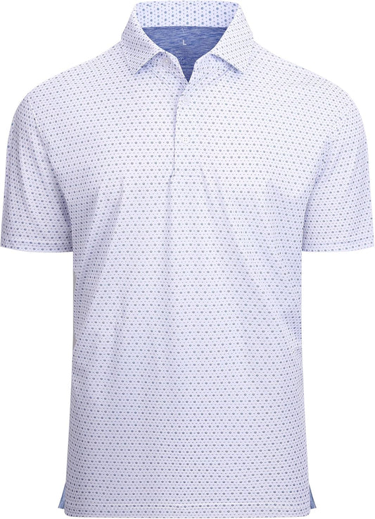 Alex Vando Mens Golf Shirt Moisture Wicking Classic Print Golf Shirts for Men