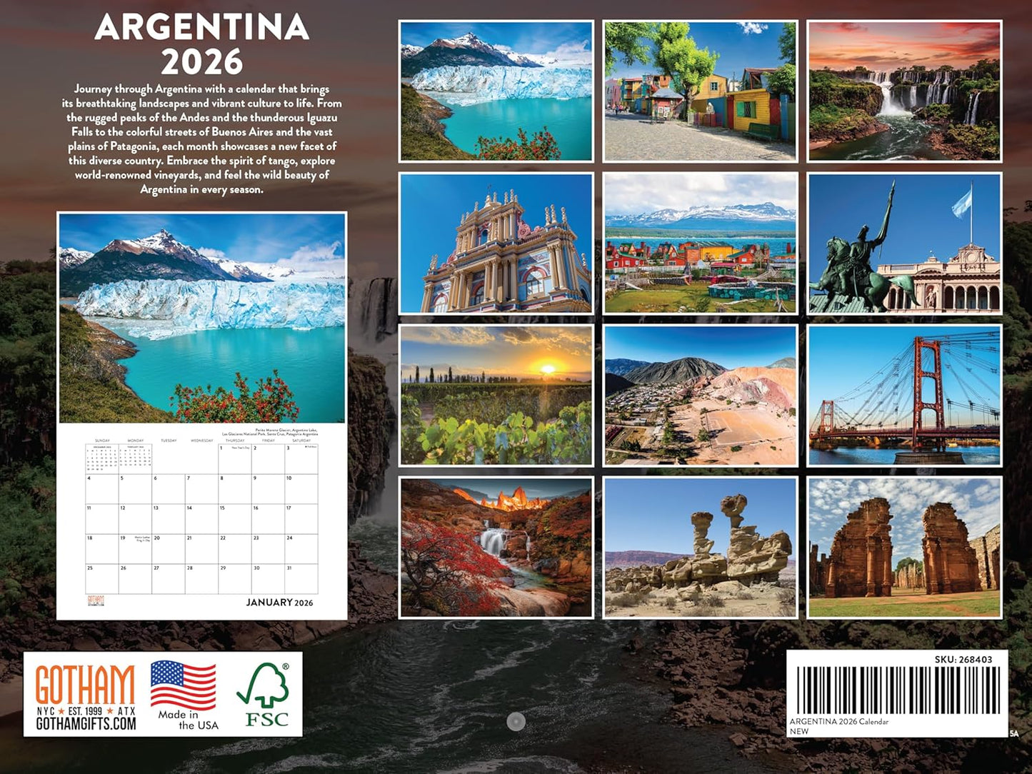 Argentina Calendar 2026 Monthly Wall Calender 12 Month | American Made In The USA