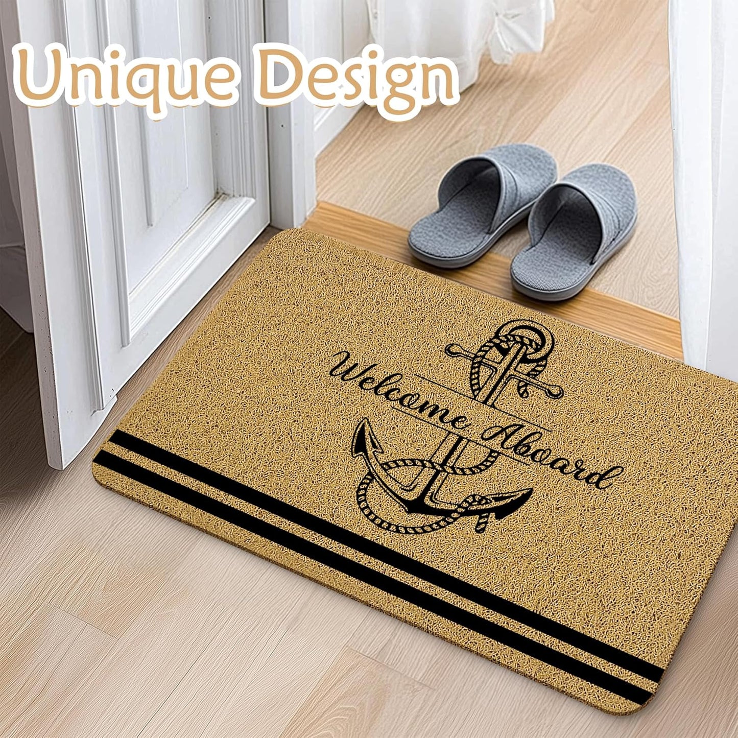 Boat Mat, Boat Decor Door Mats, Welcome Aboard Doormat, Boat Gifts Door Mat Outside Entrance, Anchor Rug, Nautical Rug, Anchor Decor, 17x30 Inches