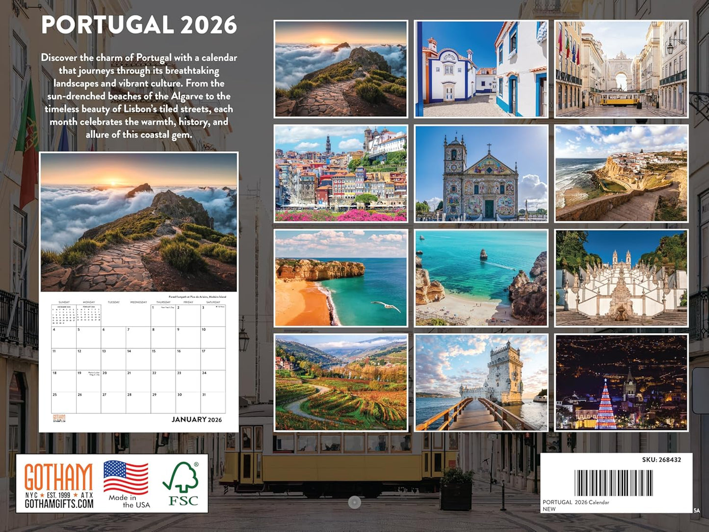 Portugal Calendar 2026 Monthly Wall Calender 12 Month | American Made In The USA