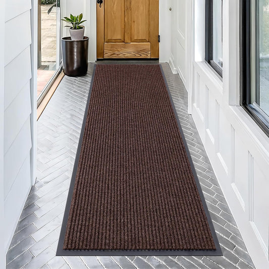 OLANLY Front Door Mat Indoor Outdoor Entrance, Waterproof Heavy Duty Doormat, Fade Resistant, Low Profile, Easy Clean Patio Porch Welcome Floor Mats for Entry, 71x23, Brown