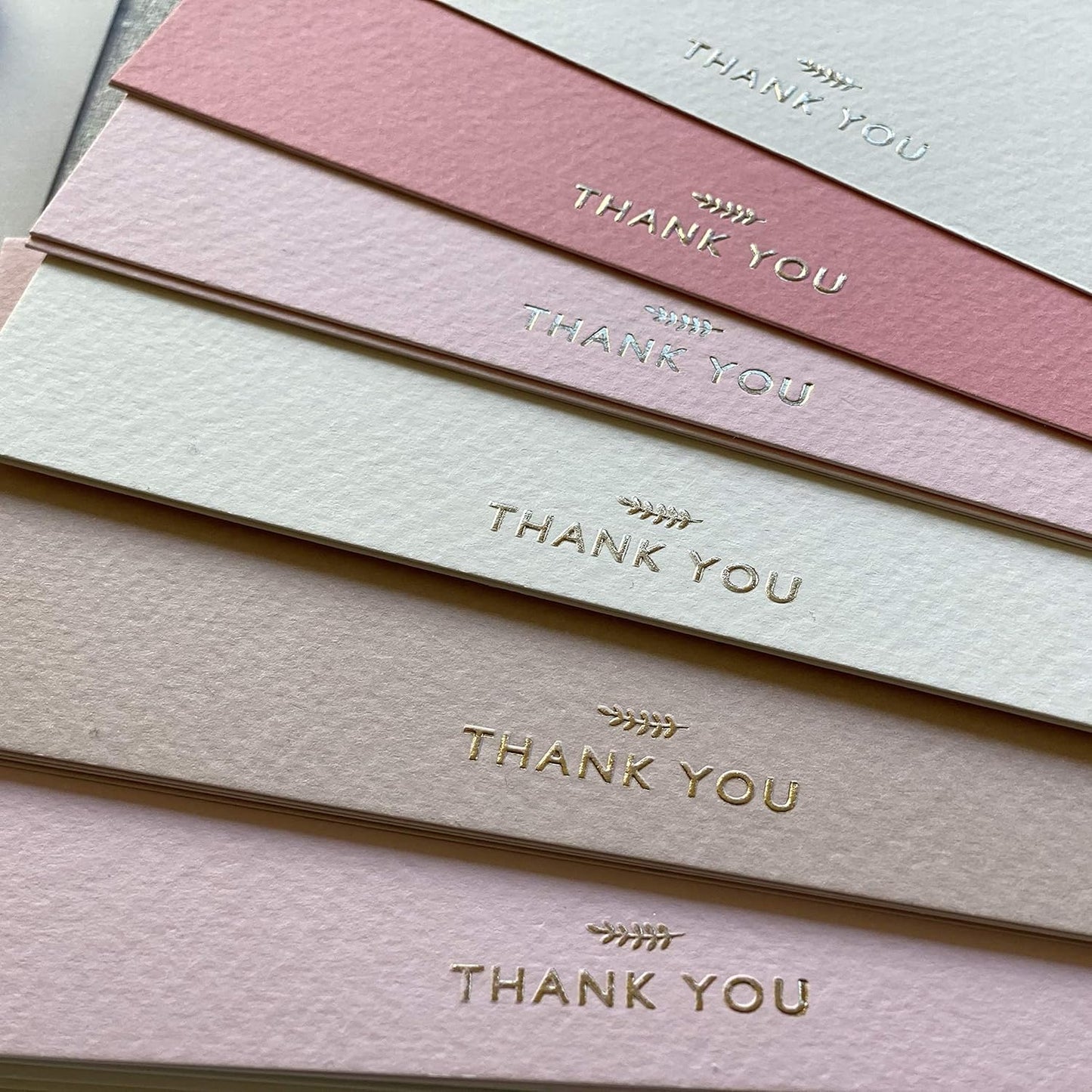 RUN2PRINT Thank You Cards with Envelopes & Gold Foil Stickers – 36‑Pack Flat Dusty Blue Cards – Embossed Italian Textured Thick Paper – For Weddings, Business & Every Occasion