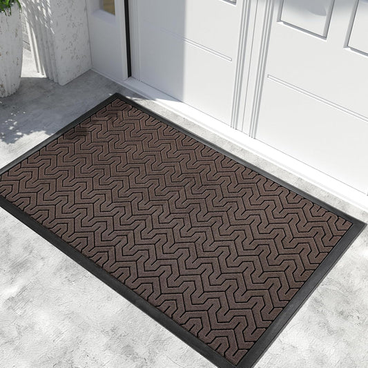 Yimobra Extra Large Door Mat Outside Entrance 60x36, Waterproof Heavy Duty Outdoor Mats for Front Door, Non Slip Rubber Entry Mat for Garage Patio Indoor, Easy Clean, Brown