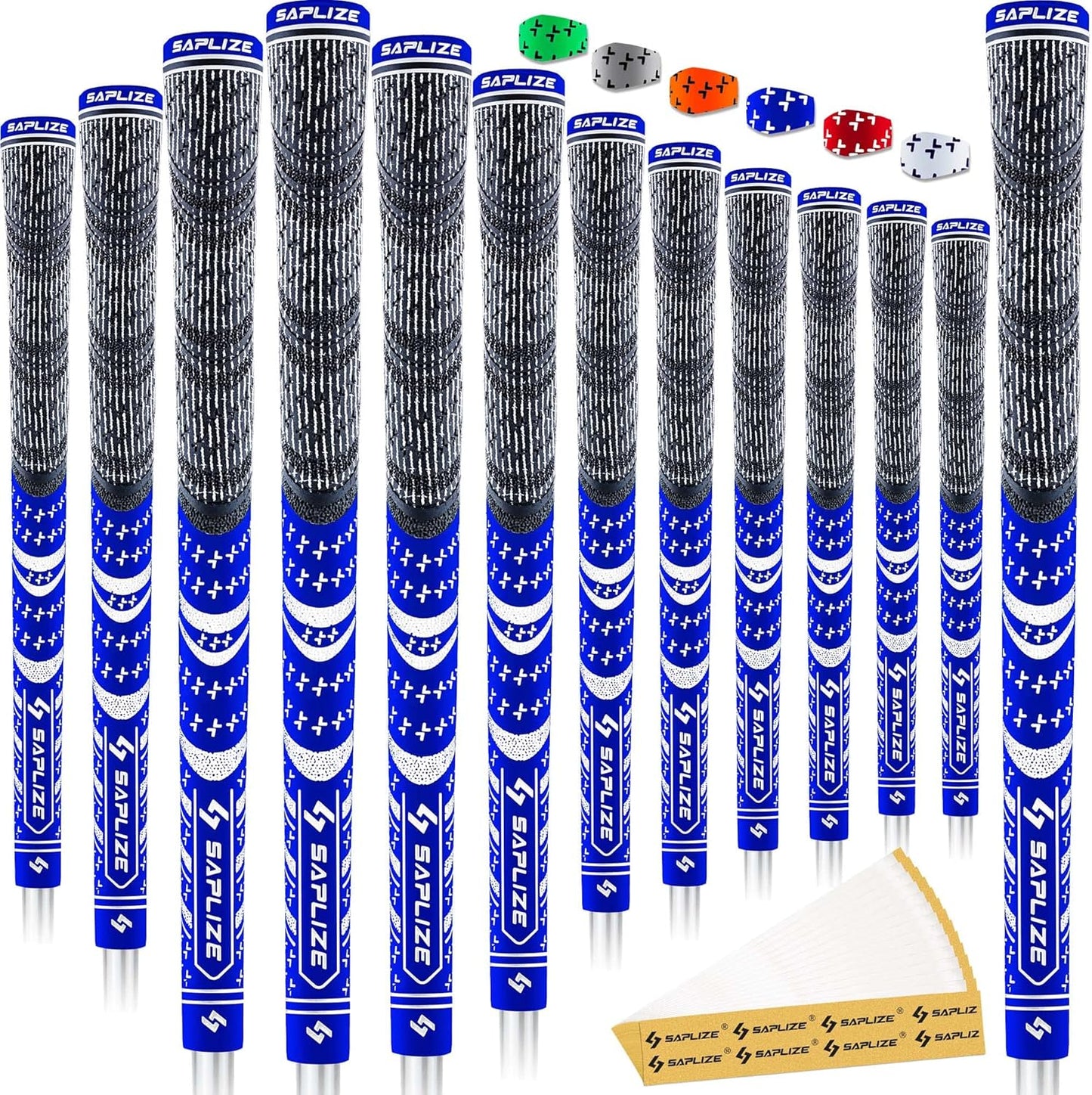 SAPLIZE Cross Cord Golf Grips Set of 13 Grips with Tape or Full Regripping Kit, Std/Mid/Jumbo, Low Taper Design, Multi-compound Hybrid, Anti-Slip Golf Club Grips, CL03 Series