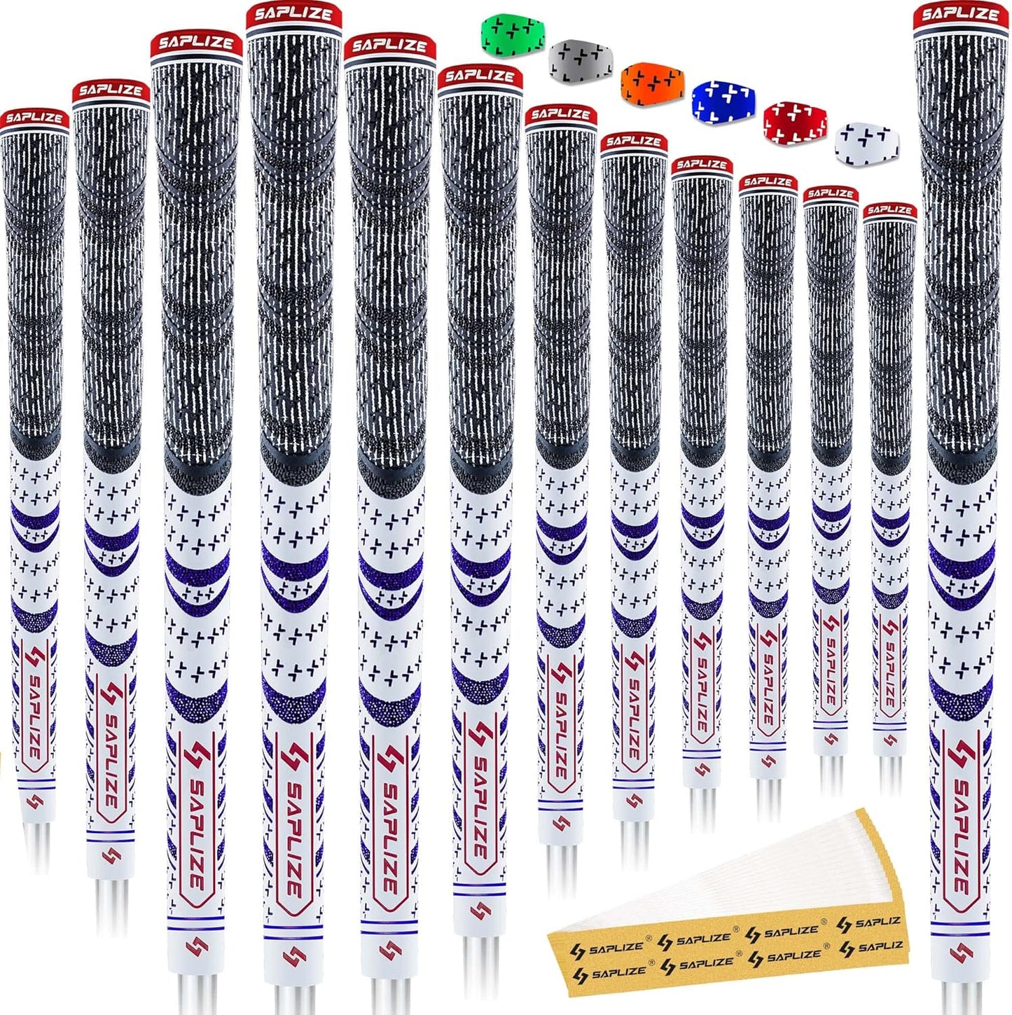 SAPLIZE Cross Cord Golf Grips Set of 13 Grips with Tape or Full Regripping Kit, Std/Mid/Jumbo, Low Taper Design, Multi-compound Hybrid, Anti-Slip Golf Club Grips, CL03 Series