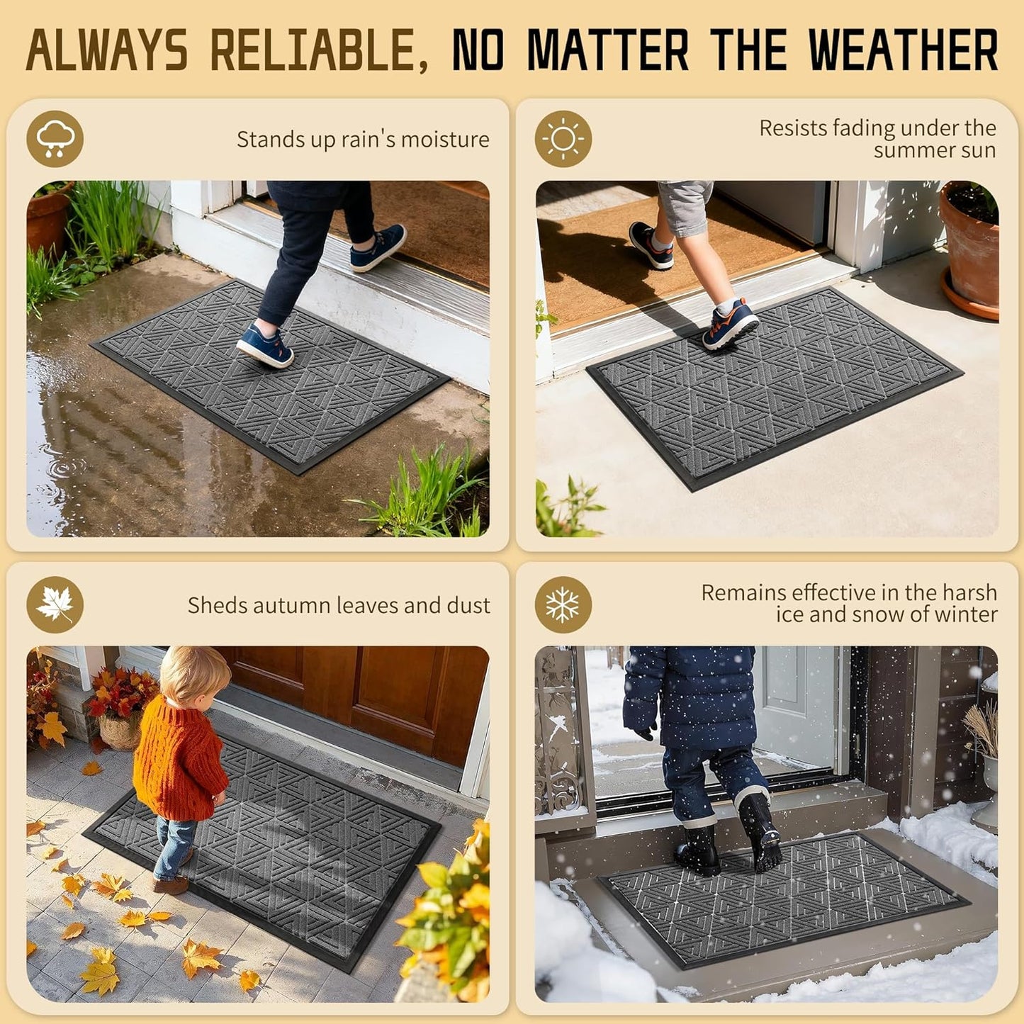 Yimobra Extra Large Door Mat 60x36, All-Weather Waterproof Non-Slip Welcome Matt Outdoor, Heavy Duty Non Slip Doormat for Entryway for Patio and Garage Indoor, Easy Clean, Grey