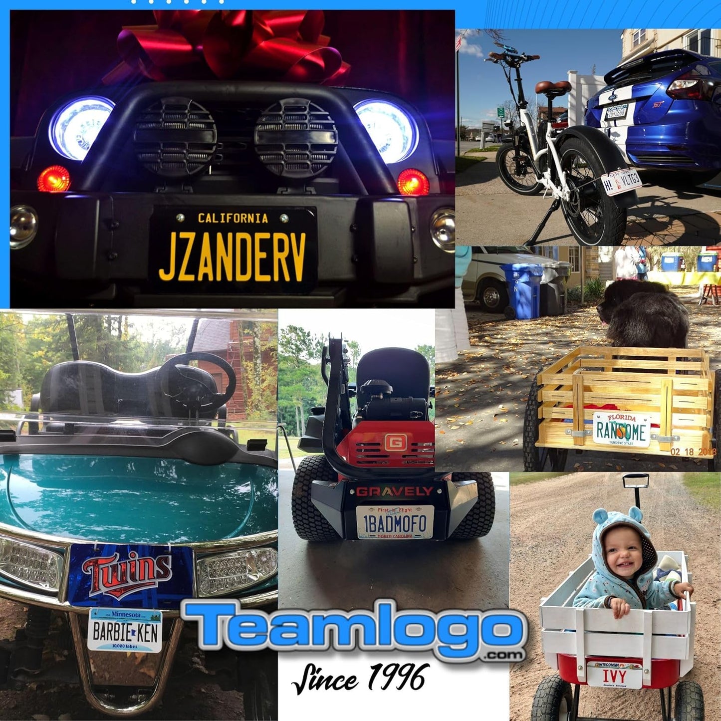 TEAMLOGO Personalized Louisiana Souvenir License Plate - Sizes for Kid's Bikes, Cars, Trucks, Cart, Key Rings Version 1 (3 X 6 Aluminum Name Plate)