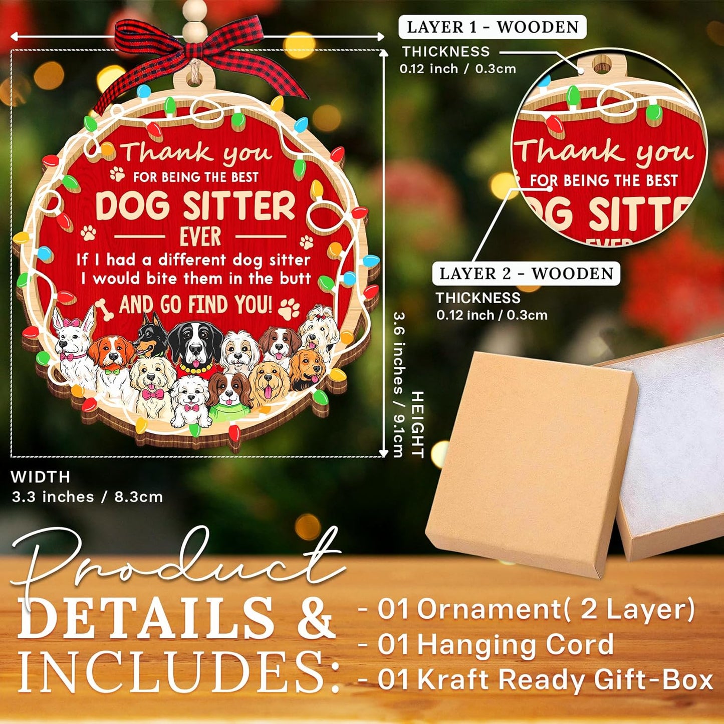 HEXMOZ Dog Sitter Gifts for Women, Men - Dog Sitter Ornament - Petsitter Thank You Gift for Christmas, Appreciation Present Gift Ideas - Xmas Dogs Ornaments Holiday Decorations 2025