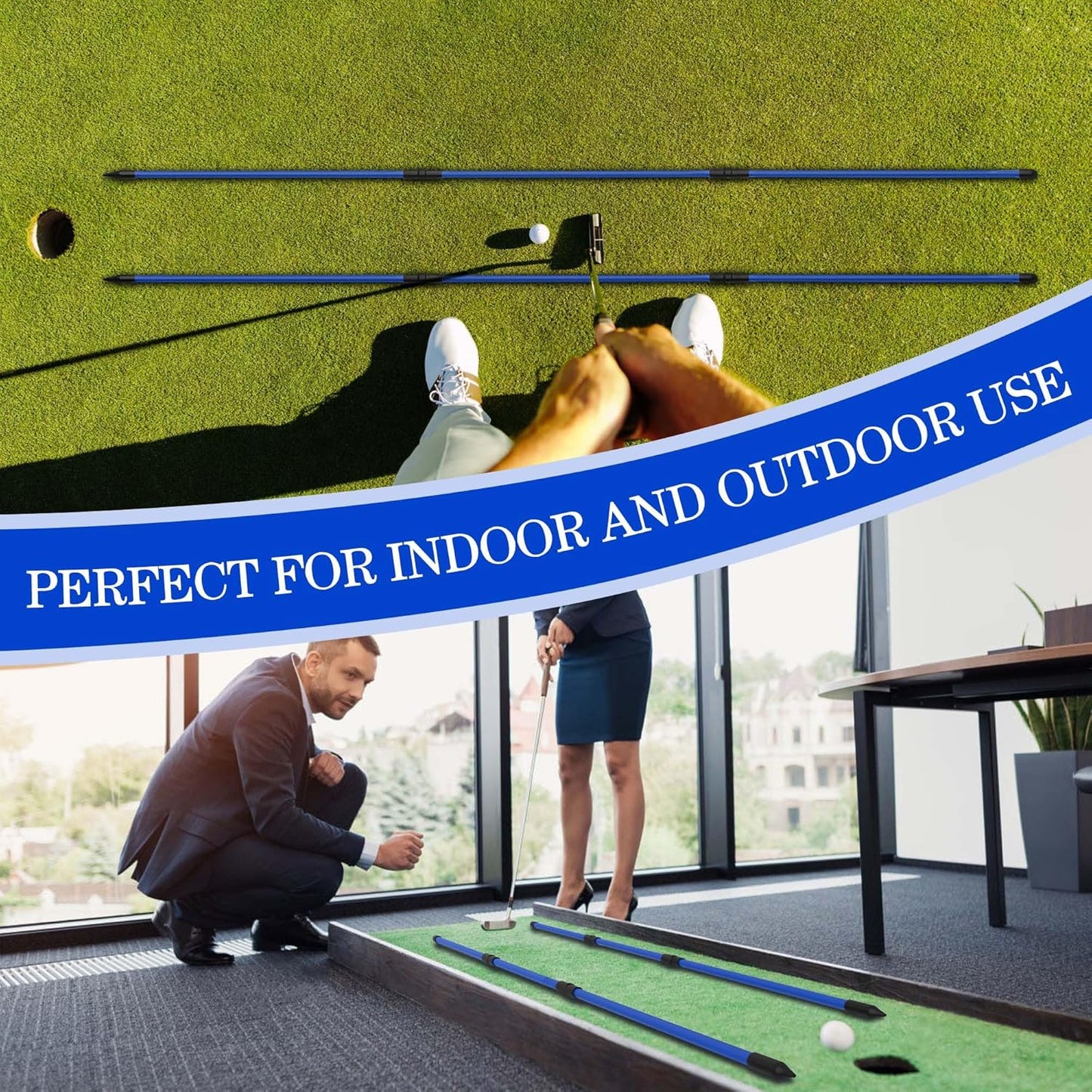 Golf Alignment Sticks 2 Pack,Upgraded 48" Collapsible Alignment Stick Golf Training Aid for Aiming, Putting, Swing Trainer, Golf Training Sticks with Clear Tube Case