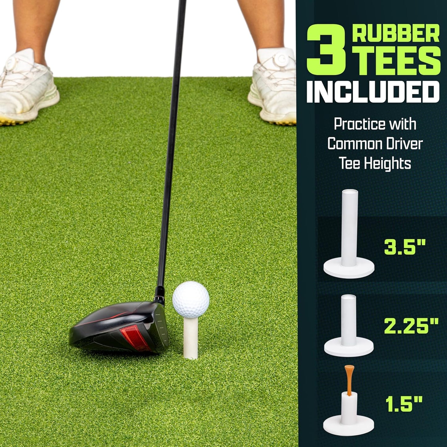 GoSports Elite Golf Hitting Mats for Indoor/Outdoor Practice – Choose Size – Turf Driving Range Mats for Golf Simulators and Practice