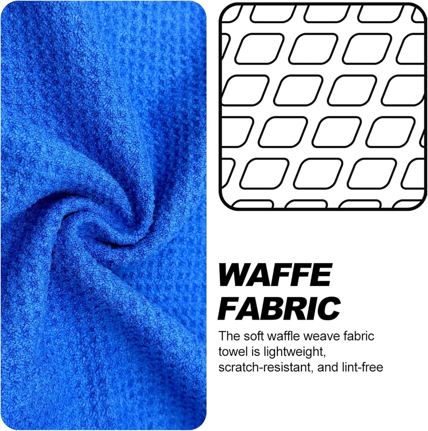 2-Pack Magnetic Golf Towel with Clip, Microfiber Waffle Design - Industrial Strength Magnet for Strong Hold to Golf Bags, Carts & Clubs - Blue